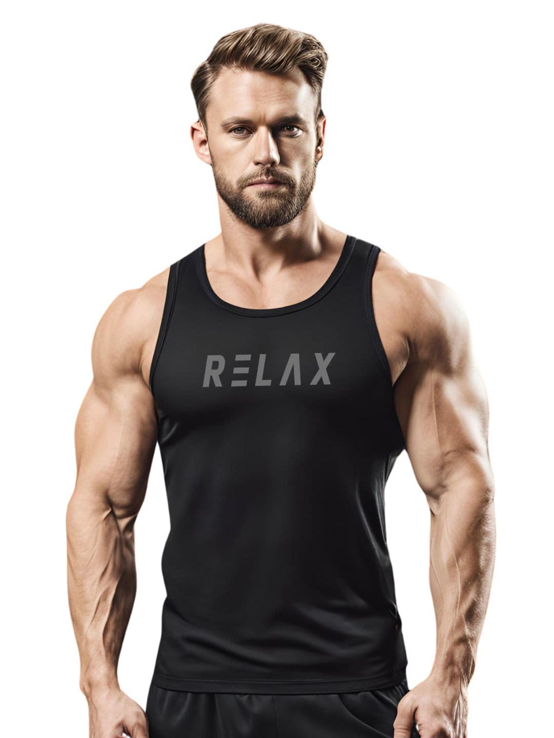3Colors Quick-Dry Innerwear Gym Vest VEST-NCUT-RELAX-BLK_M - view 1