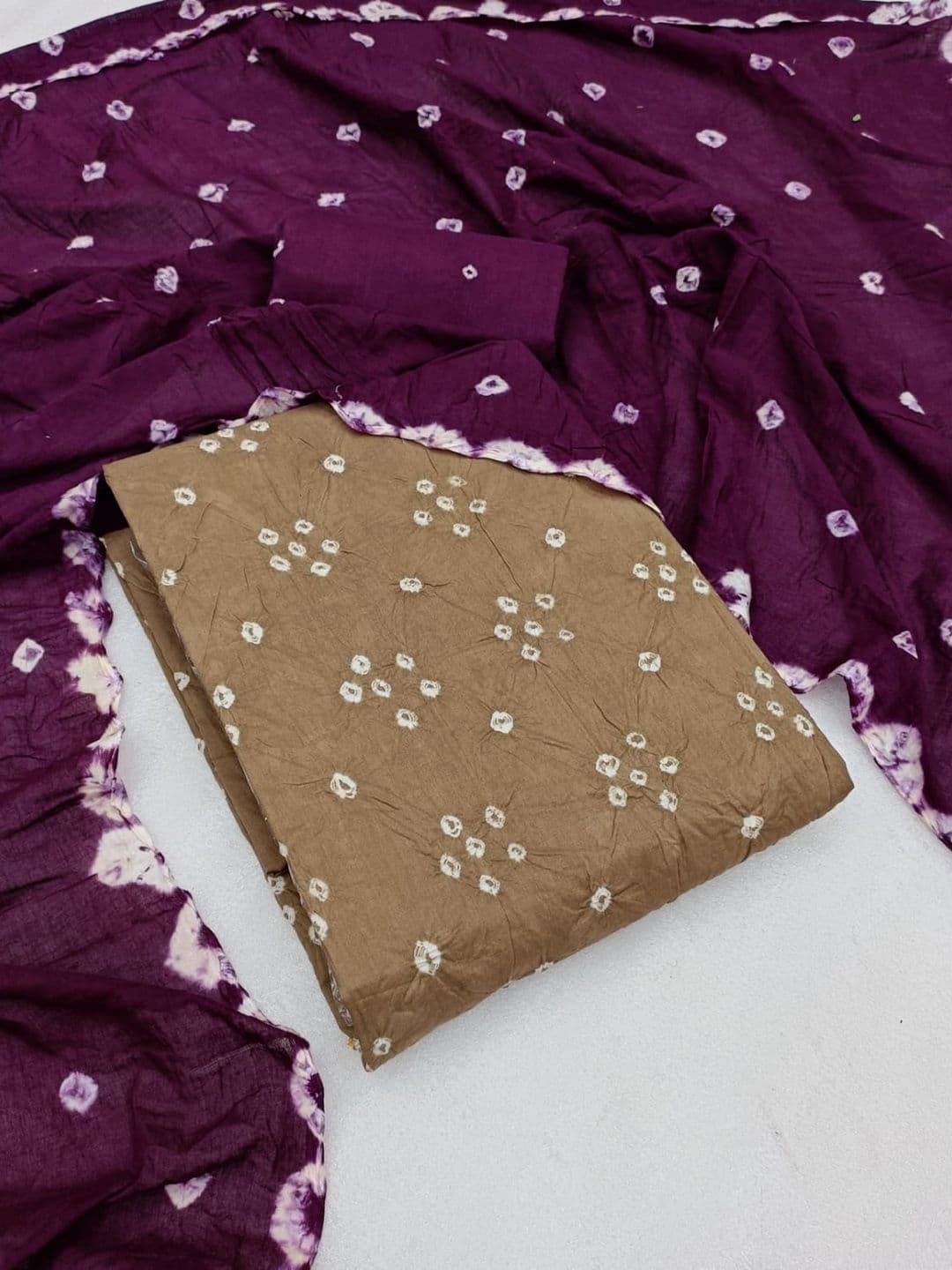 HMP Fashion Bandhani Printed Pure Cotton Unstitched Dress Material - view 1
