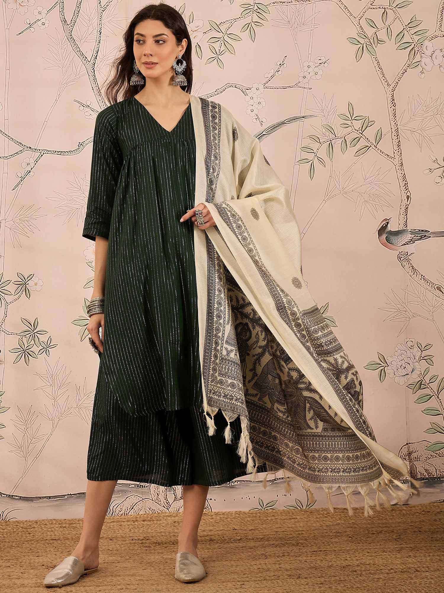 InWeave Women Regular Kurta with Palazzos & With Dupatta - view 1
