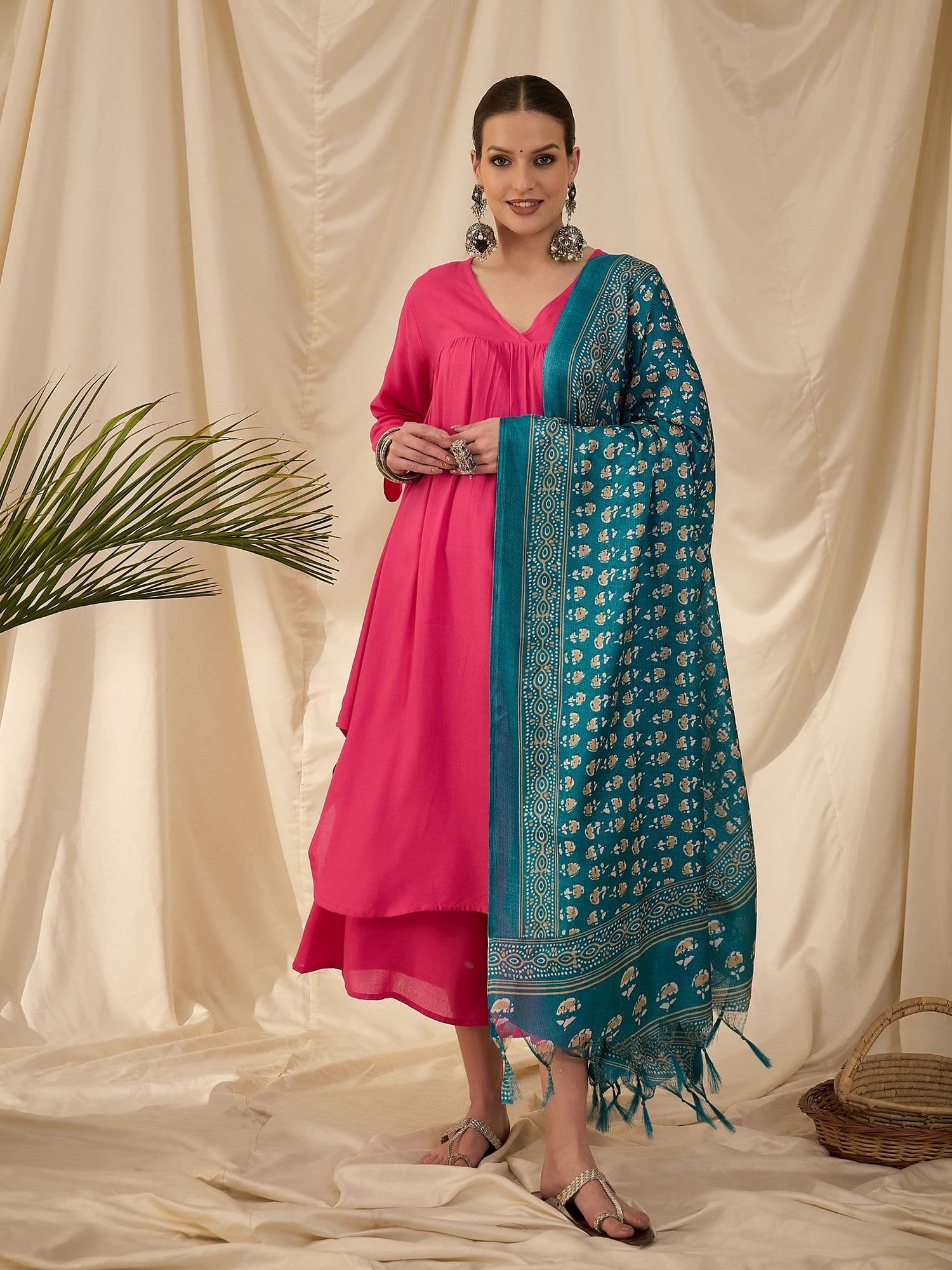 InWeave Women Regular Fusion Kurta with Palazzos & With Dupatta - view 1