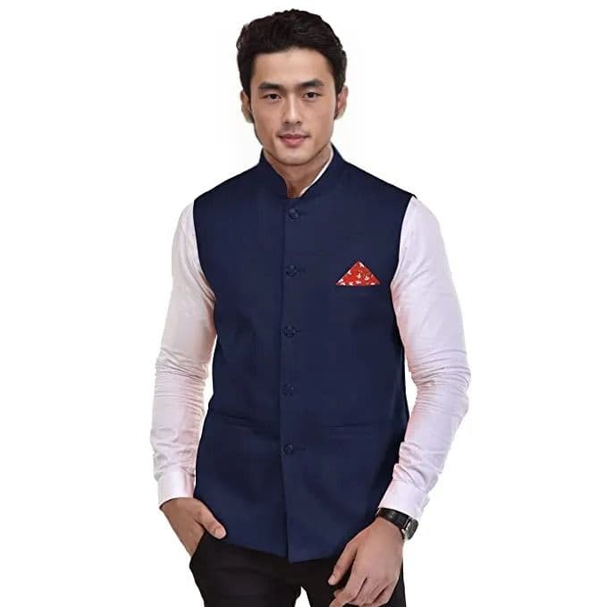 Seetoo Mandarin Collar Woven Design Nehru Jacket - view 1