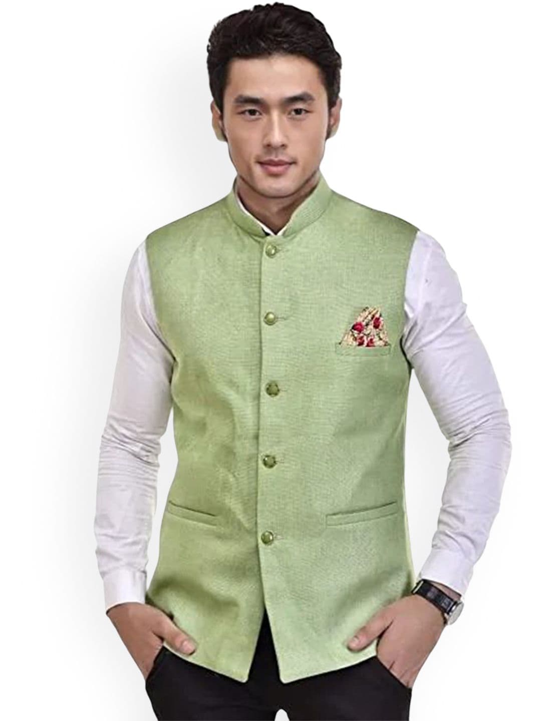 Seetoo Mandarin Collar Woven Nehru Jacket - view 1