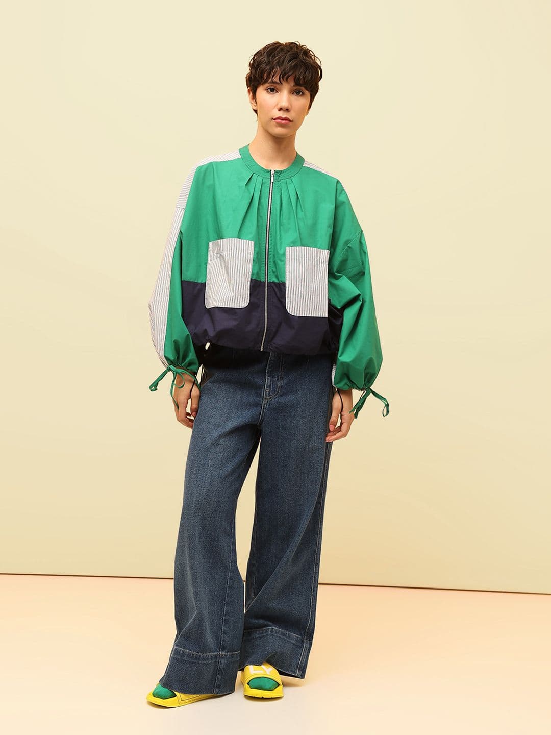 ONLY Women Colourblocked Bomber Jacket - view 1