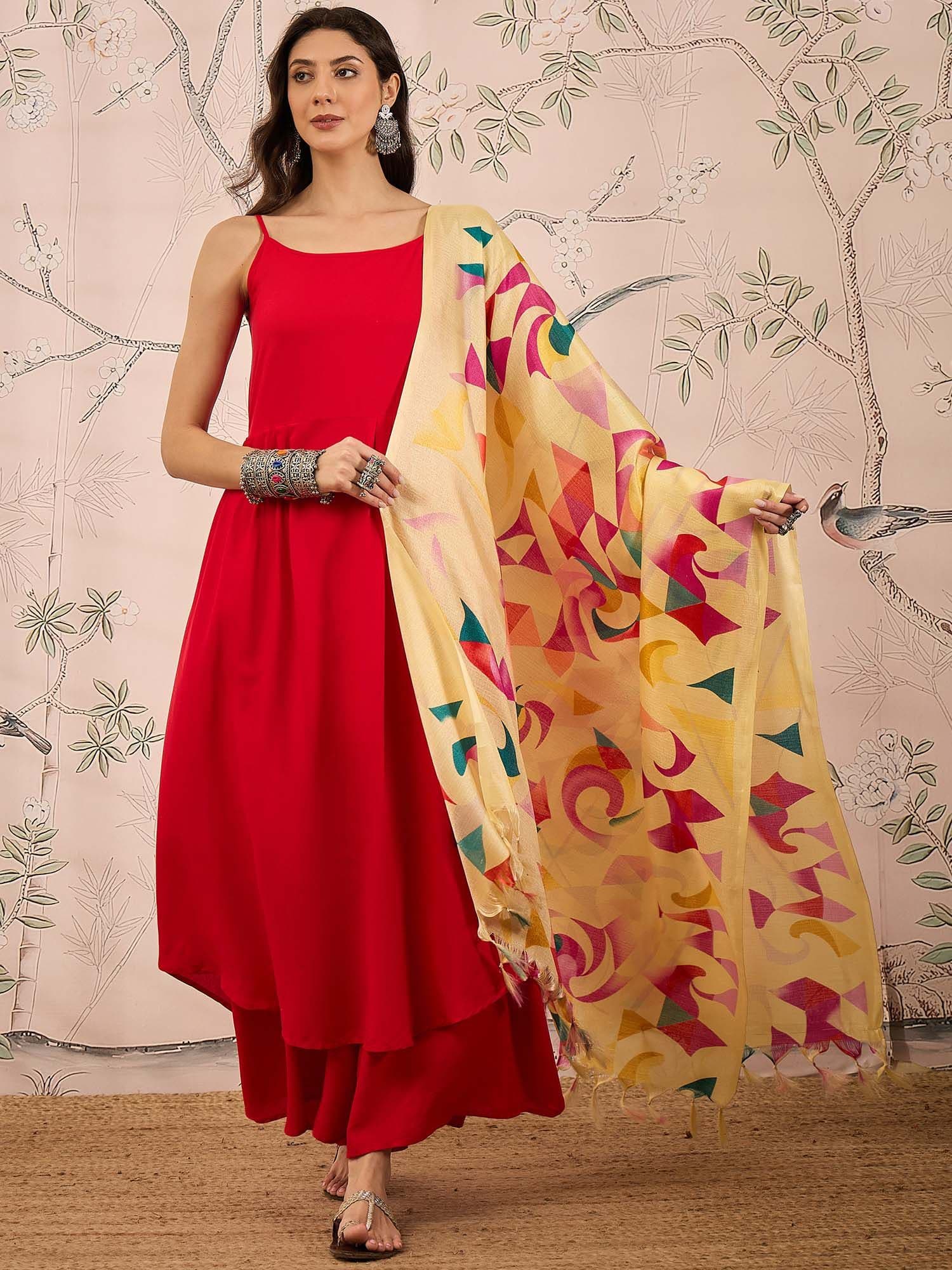 InWeave Women Regular Kurta with Palazzos & With Dupatta - view 1