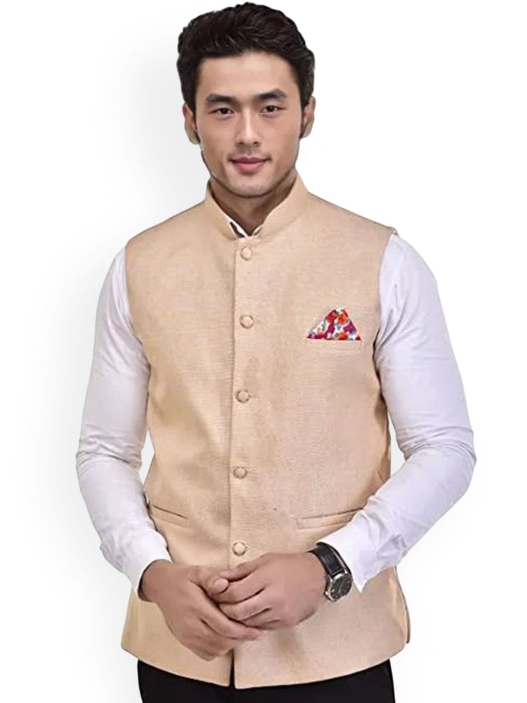 Seetoo Mandarin Collar Woven Nehru Jacket - view 1
