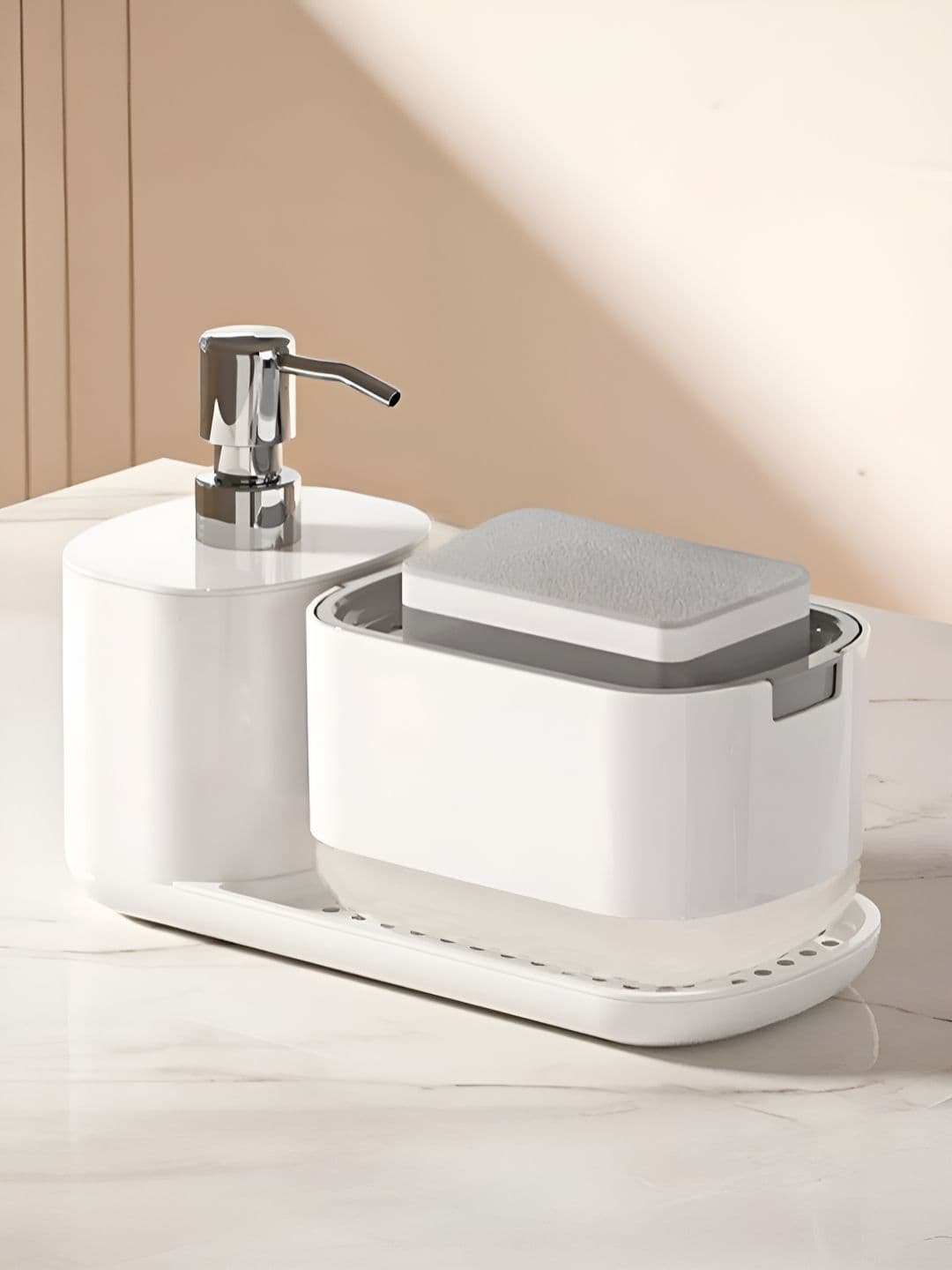 The Better Home White 2 piece Solid Plastic Soap Dispenser - view 1