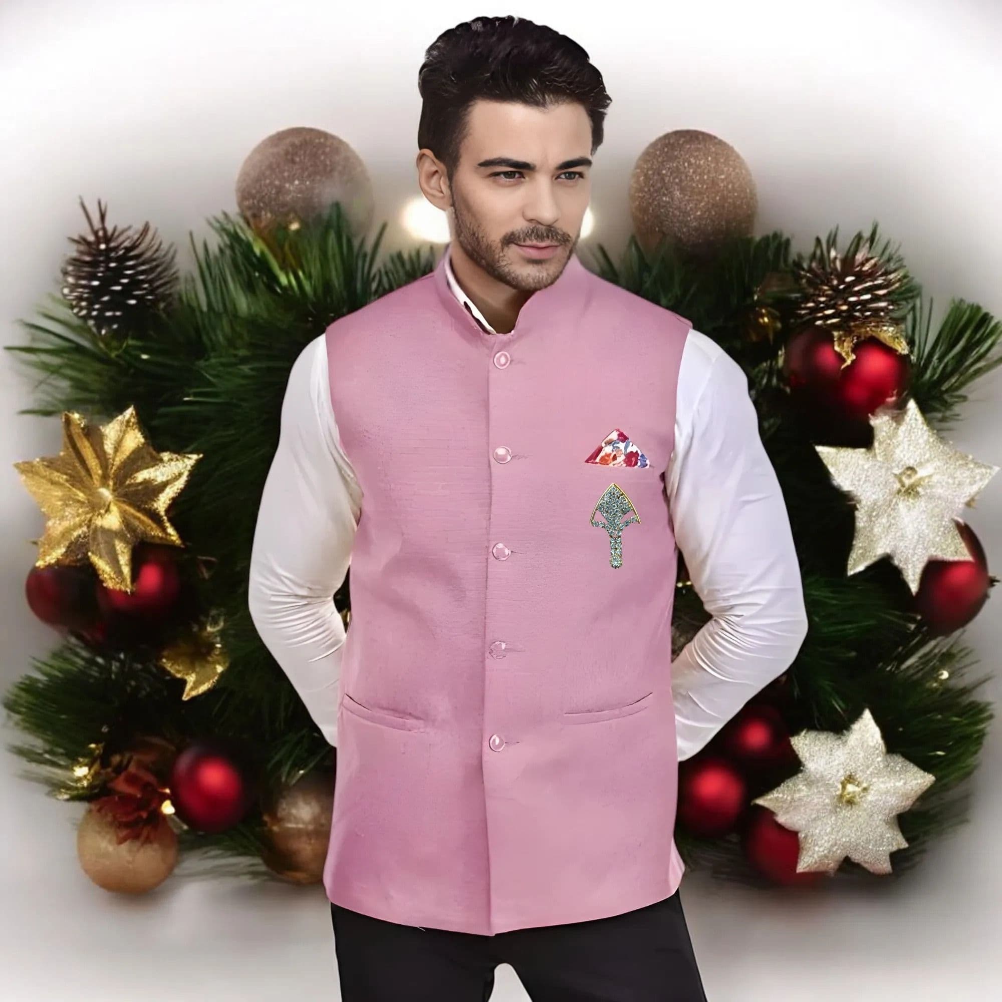 Seetoo Mandarin Collar Woven Nehru Jacket - view 1