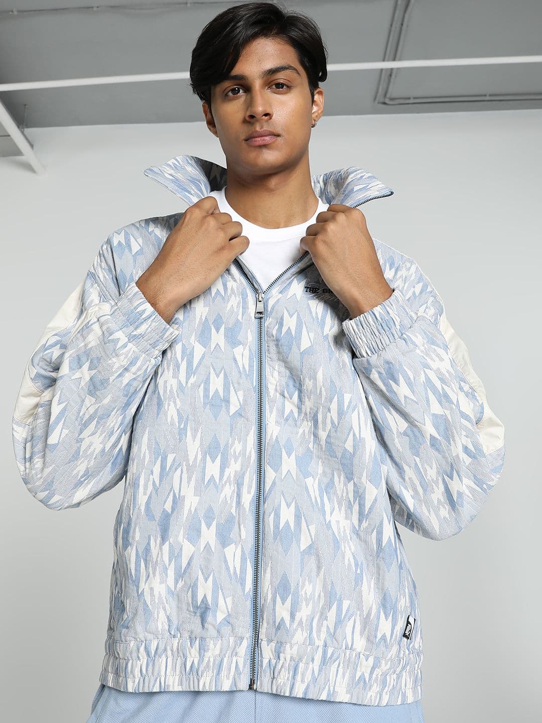 Puma Basketball Nostalgia T7 Printed Pure Cotton Relaxed Fit Long Sleeve Jacket - view 1