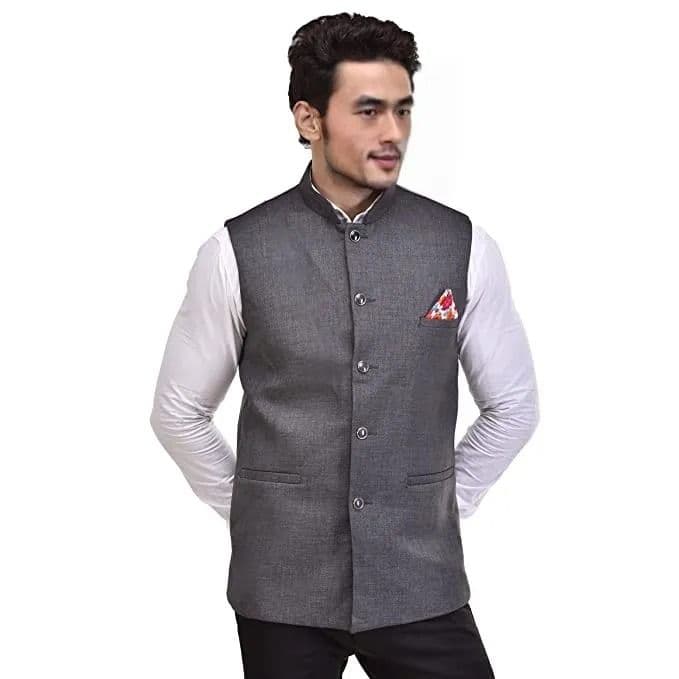Seetoo Mandarin Collar Woven Design Nehru Jacket - view 1