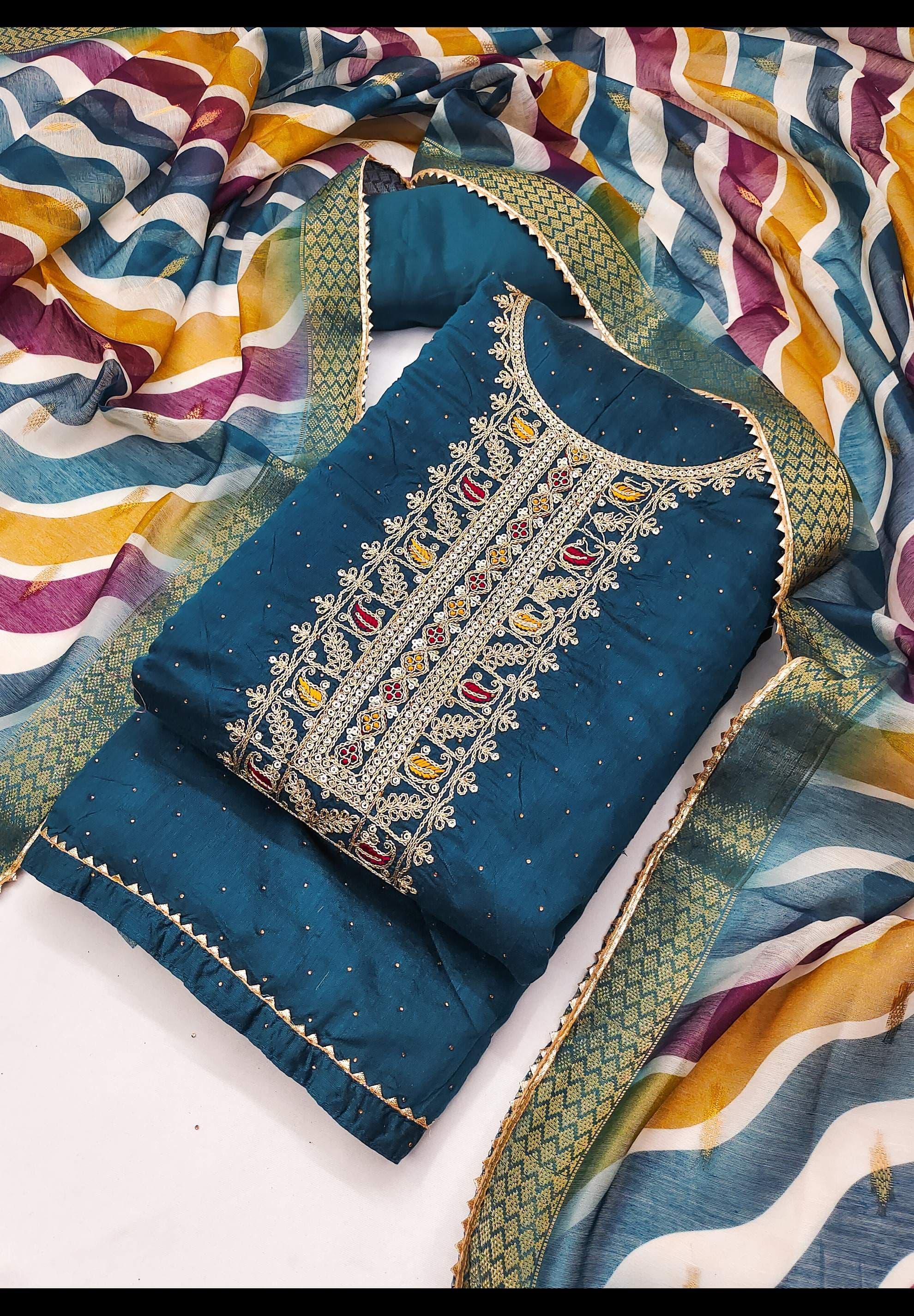 TAVAS Embroidered Unstitched Dress Material - view 1