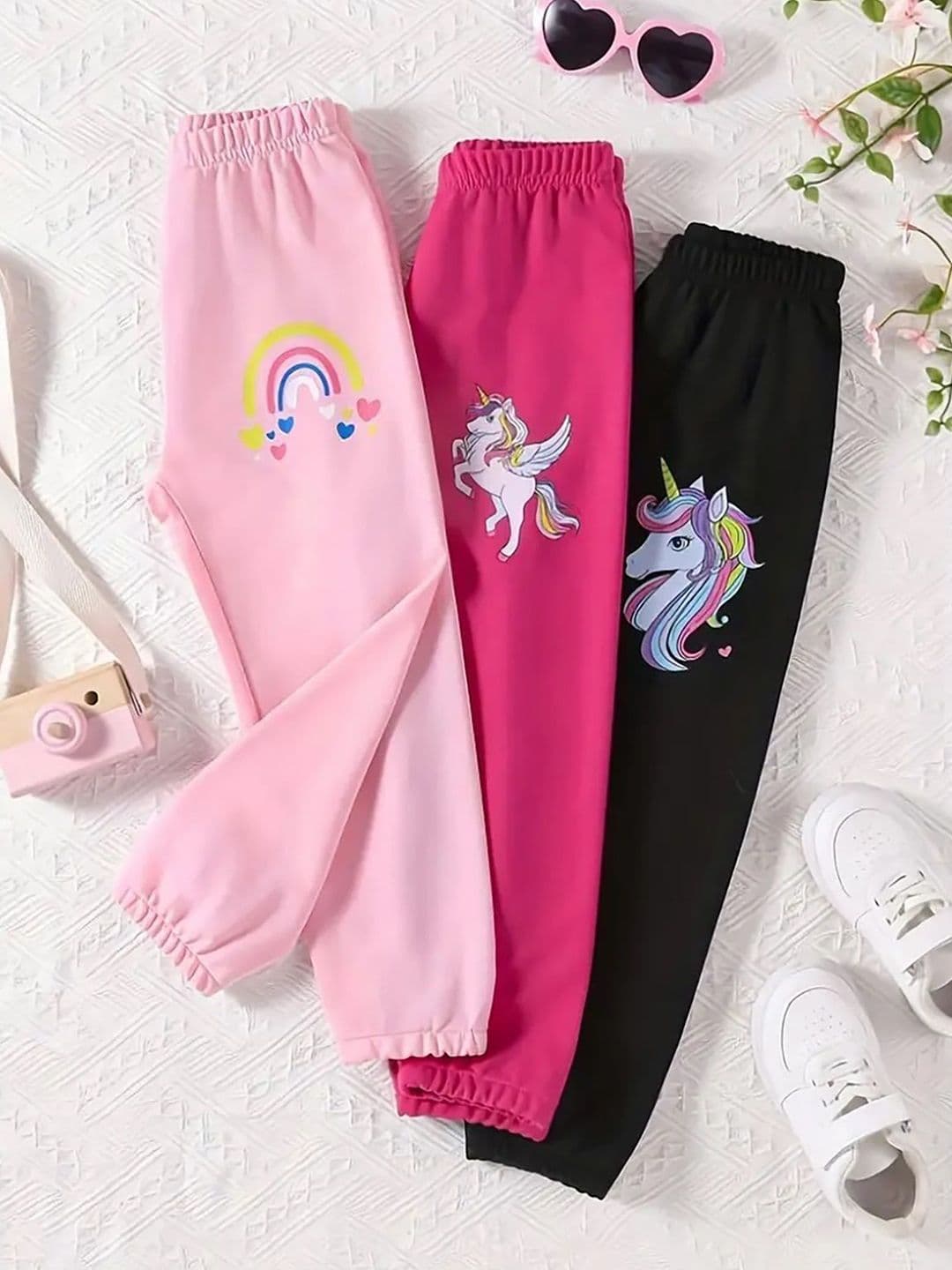 KEESOR Girls Pack of 3 Printed Cotton Track Pants - view 1