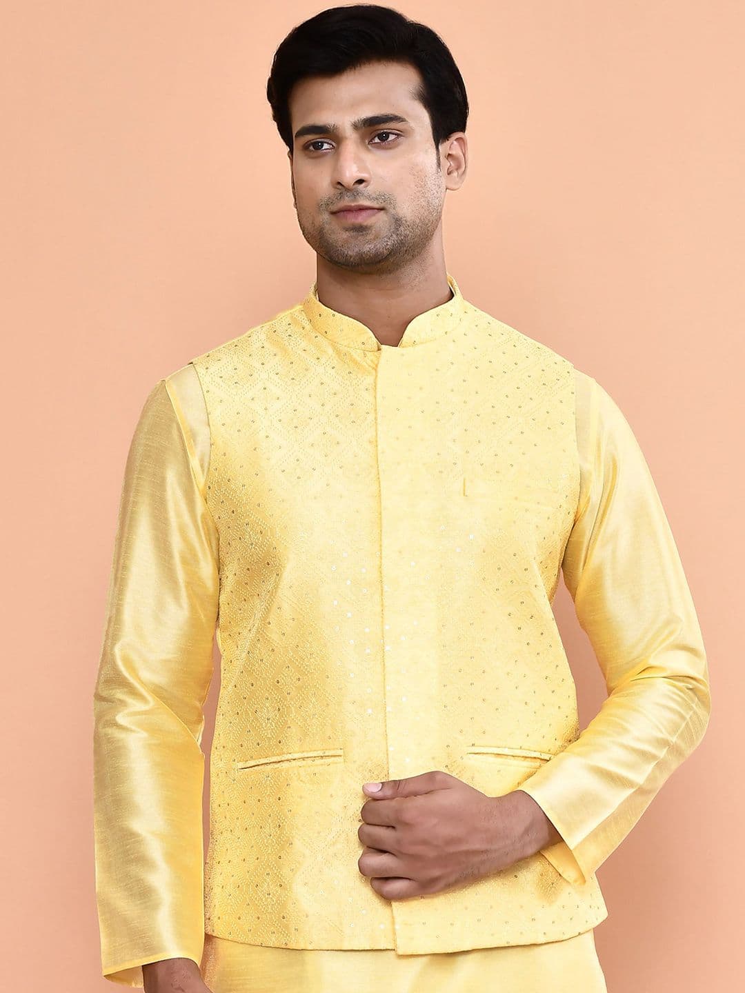 MAAHI FABS Embroidered Woven Nehru Jacket - view 1