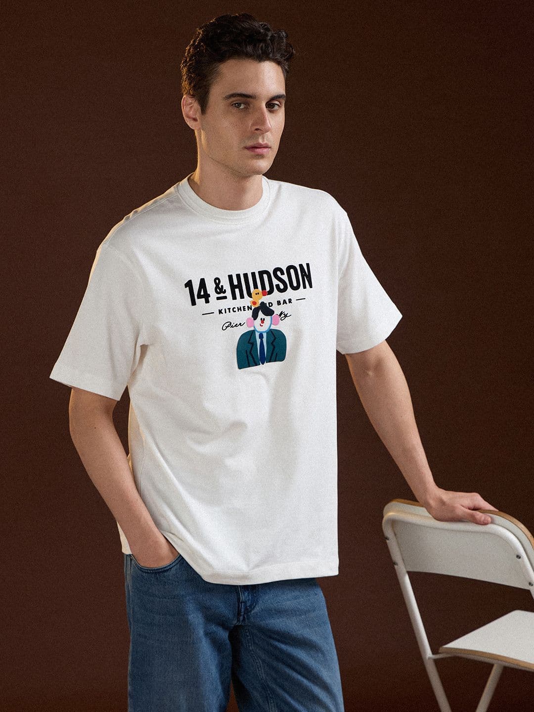 THE BEAR HOUSE Men Printed Drop-Shoulder Sleeves T-shirt - view 1