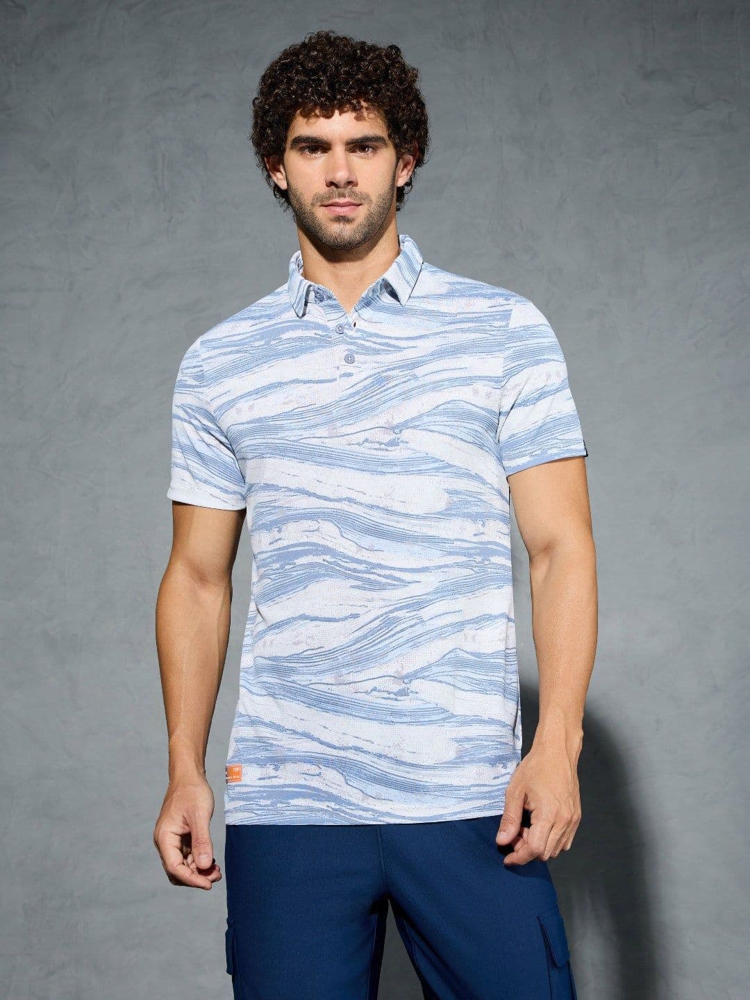 Technosport Men Camouflage Printed Polo Collar Antimicrobial Slim Fit T-shirt - view 1