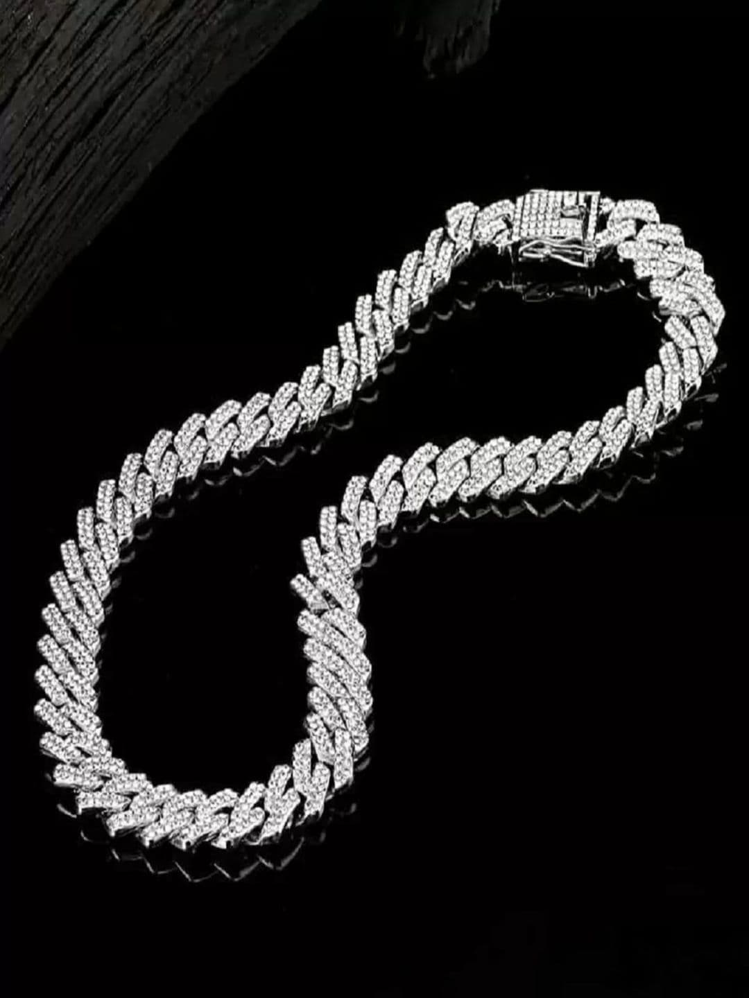 The Roadster Lifestyle Co Men Silver-Plated Cubic Zirconia Studded Chain - view 1