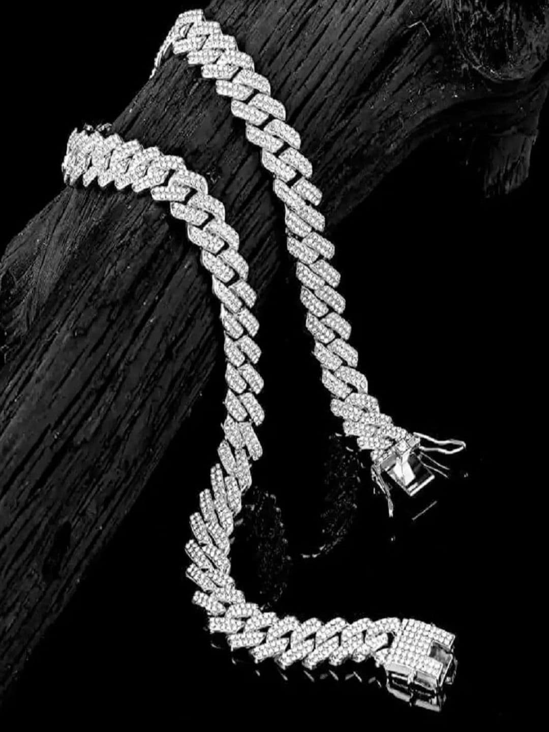The Roadster Lifestyle Co Men Silver-Plated Cubic Zirconia Studded Chain - view 1