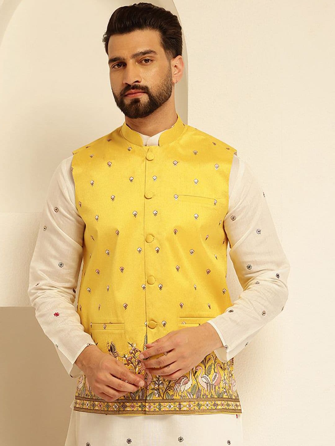 SOJANYA Embroidered Woven Nehru Jacket - view 1