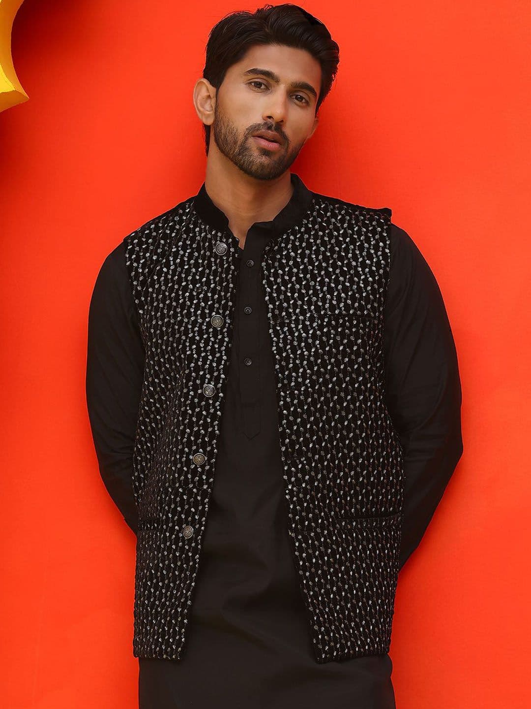 Jompers Embroidered Mandarin Collar Nehrujacket - view 1