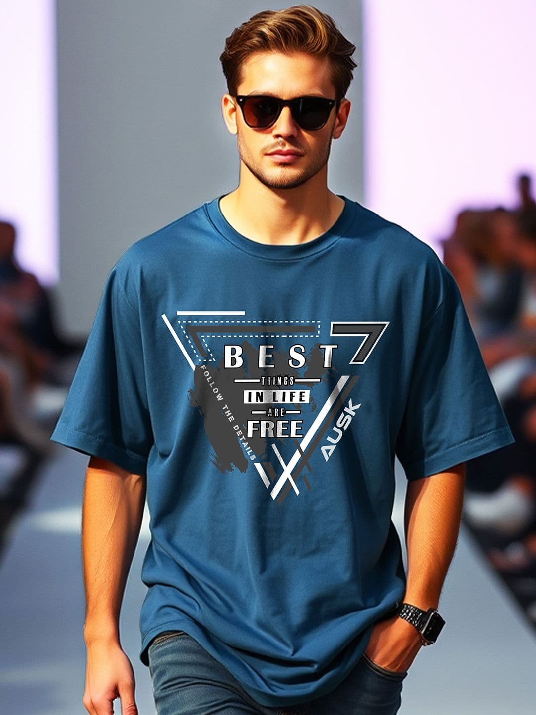 AUSK Men Typography Printed Pockets T-shirt - view 1