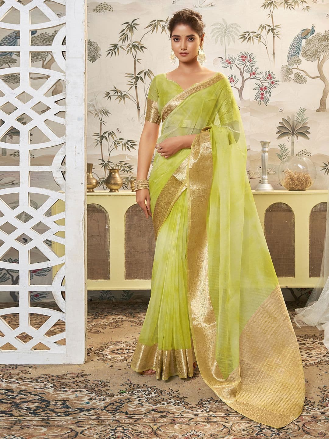 DIVASTRI Zari Organza Banarasi Saree - view 1