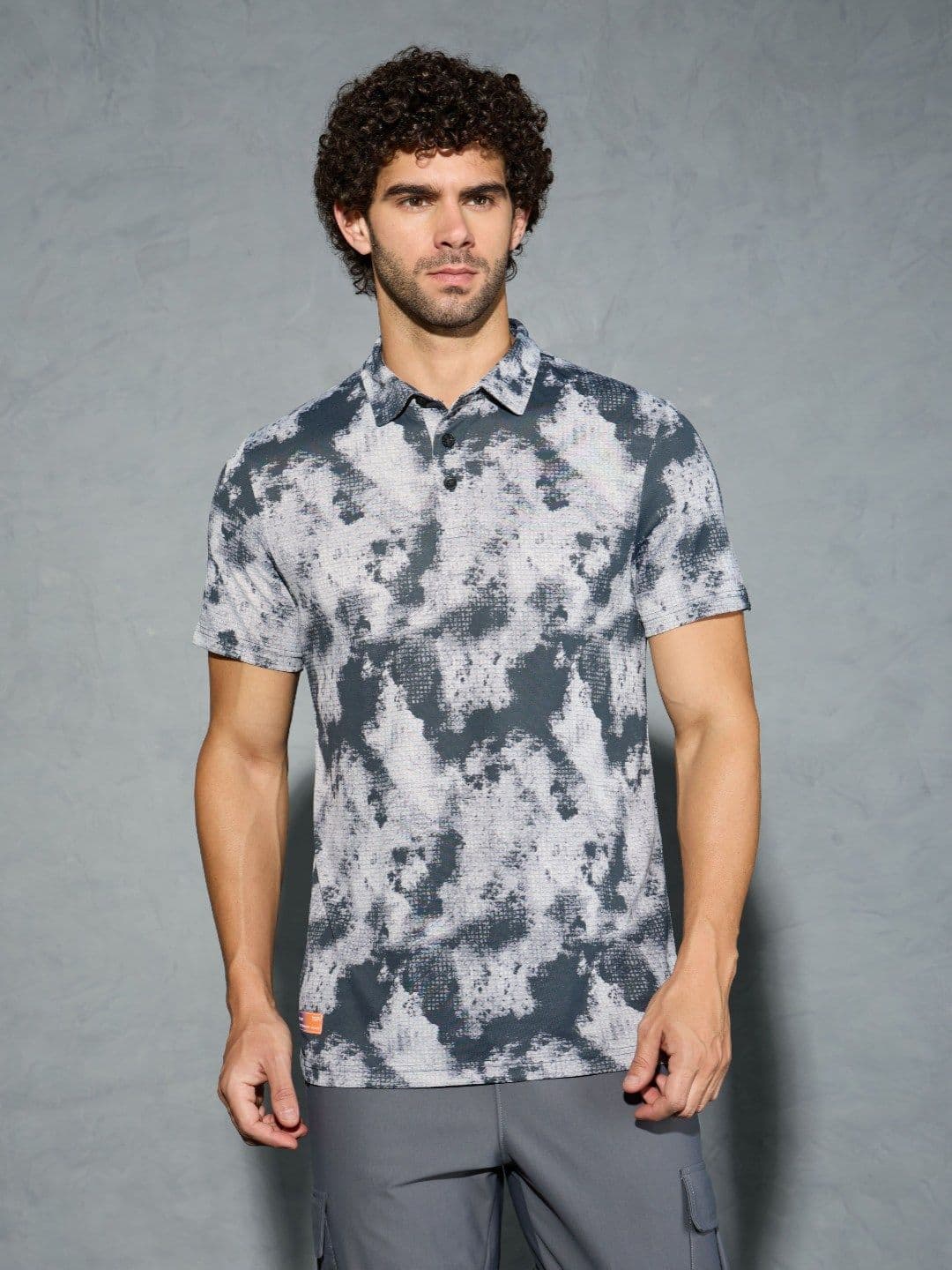 Technosport Men Printed Polo Collar Antimicrobial Slim Fit T-shirt - view 1