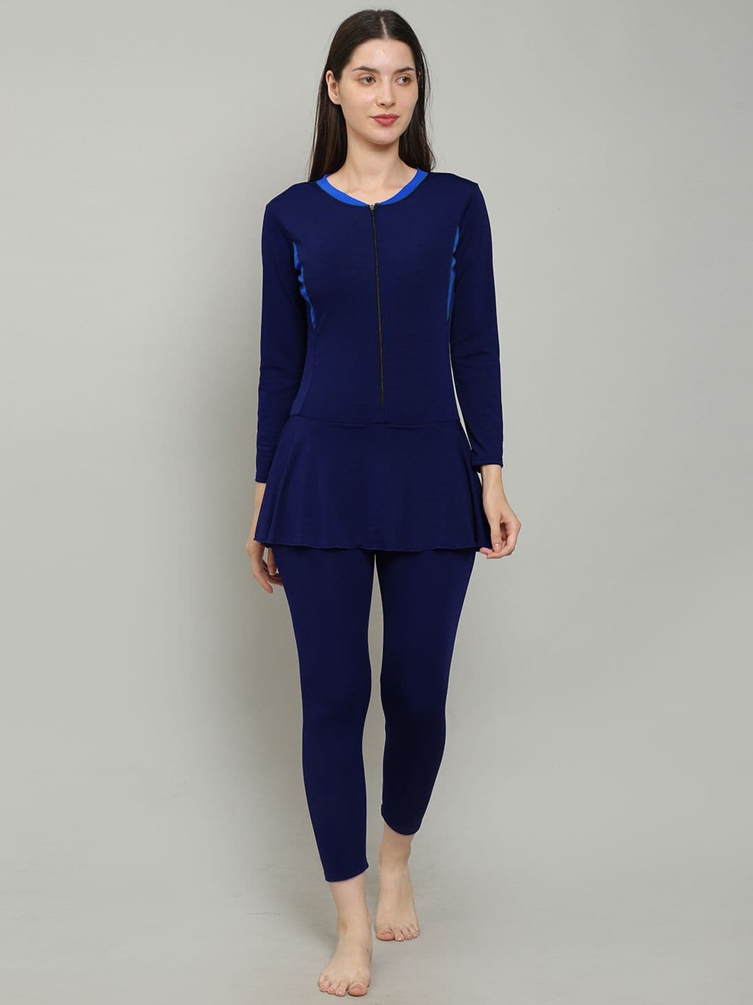 MEGASKA MEGASK Colourblocked Full Coverage One Piece Removable Chest Pads Swimming Dress - view 1