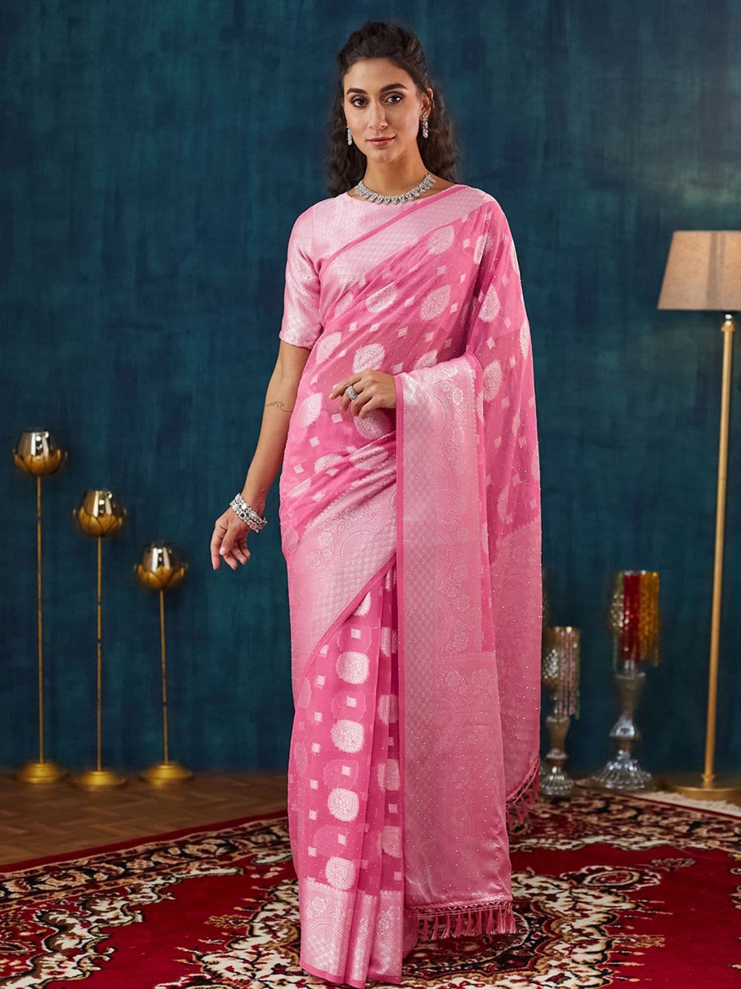 Mitera Woven Design Zari Pure Georgette Banarasi Saree - view 1