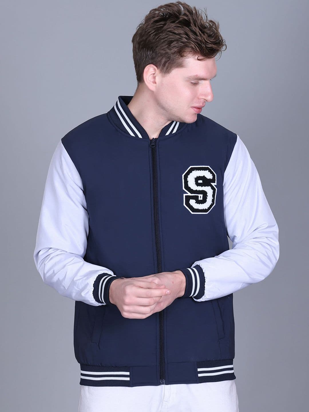 SANHOK Men Colourblocked Polyester Lightweight Bomber with Patchwork Jacket - view 1