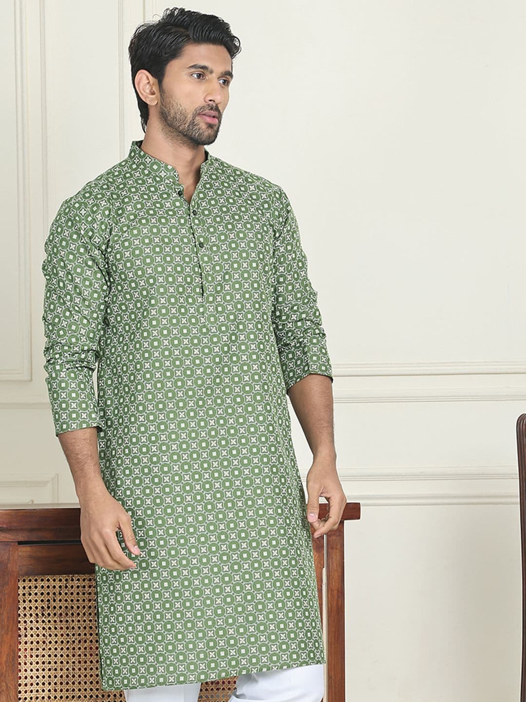 Jompers Men Geometric Printed Kurta - view 1