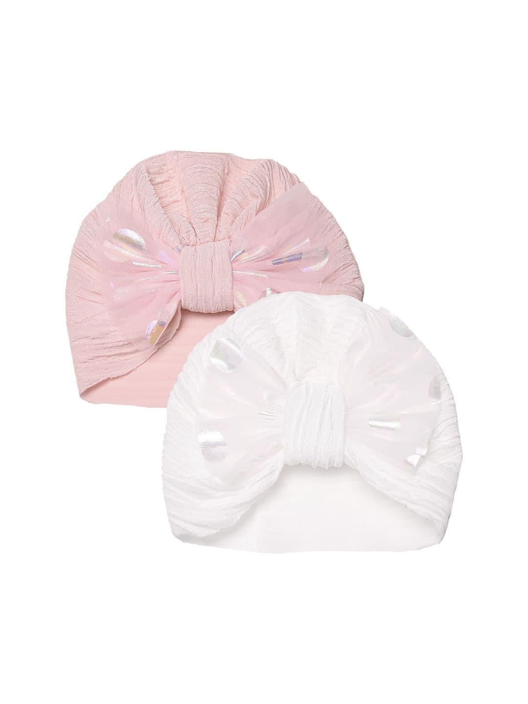 THE LITTLE LOOKERS Infants Pack Of 2 Soft Hosiery Turban Bow Knot Cap - view 1