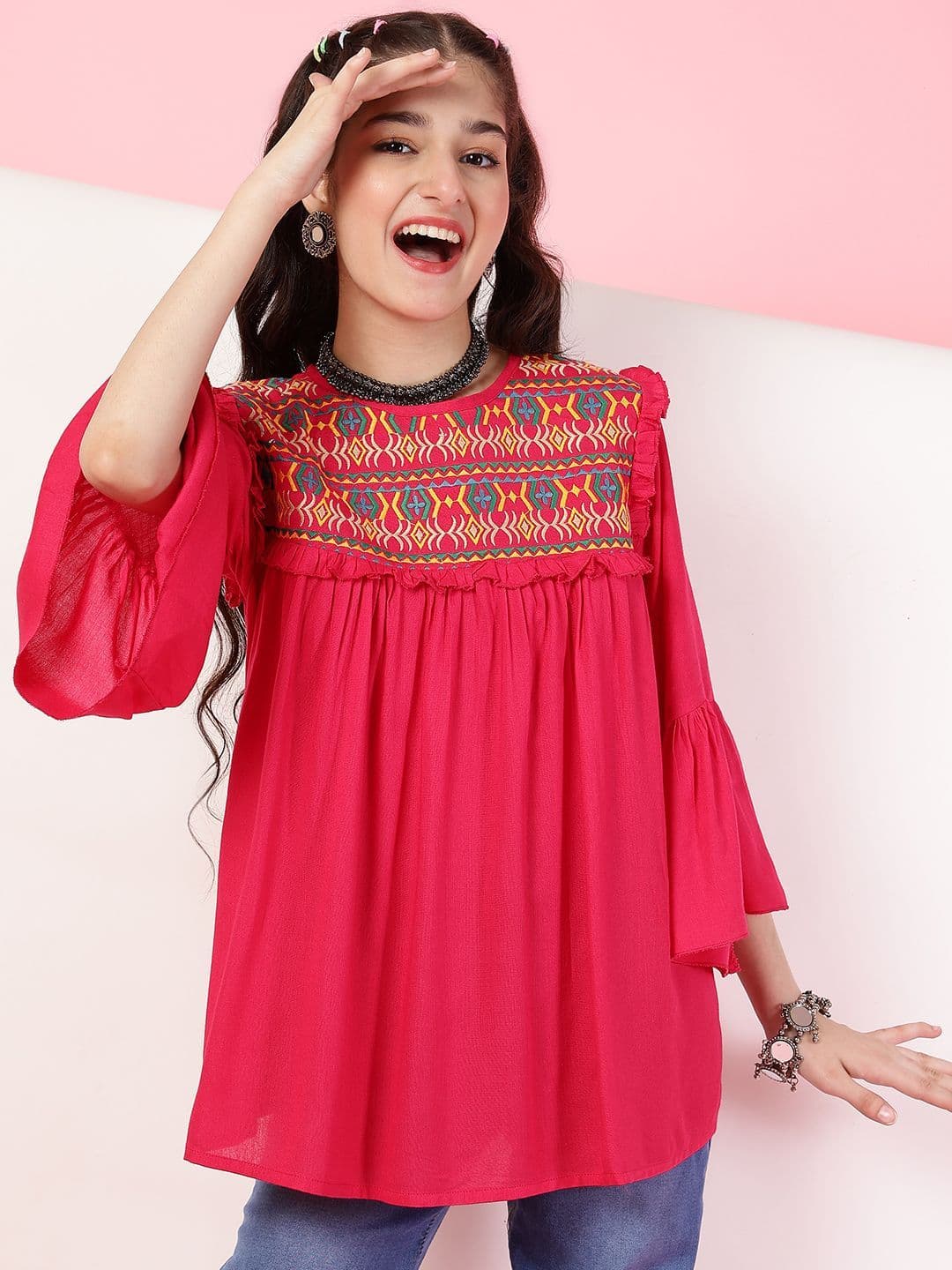Ishti Girls Geometric Printed Round Neck Top - view 1