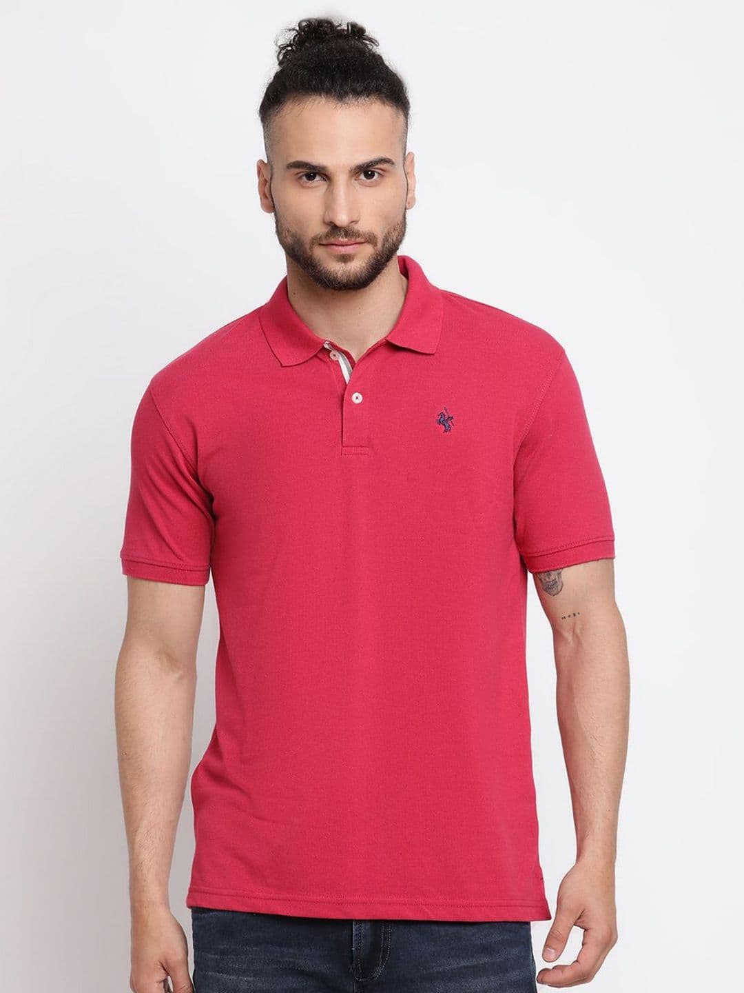 Cantabil Men Solid Polo Collar Cotton T-shirt - view 1