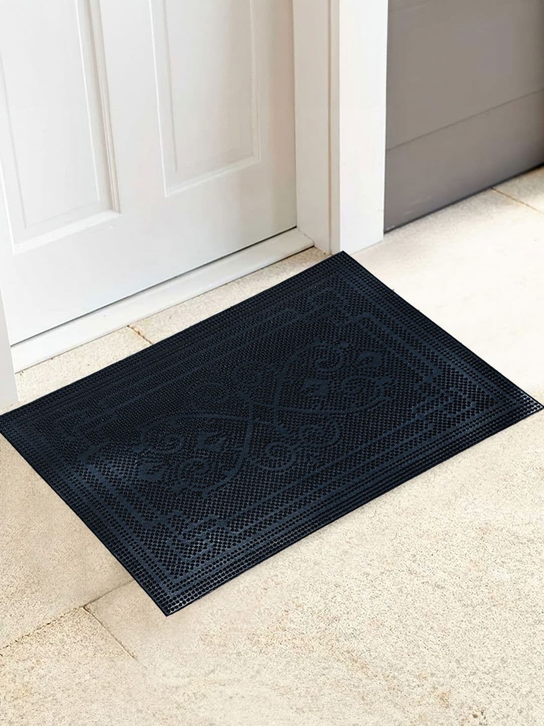 Cortina Black Rectangular Anti-Skid Doormat - view 1