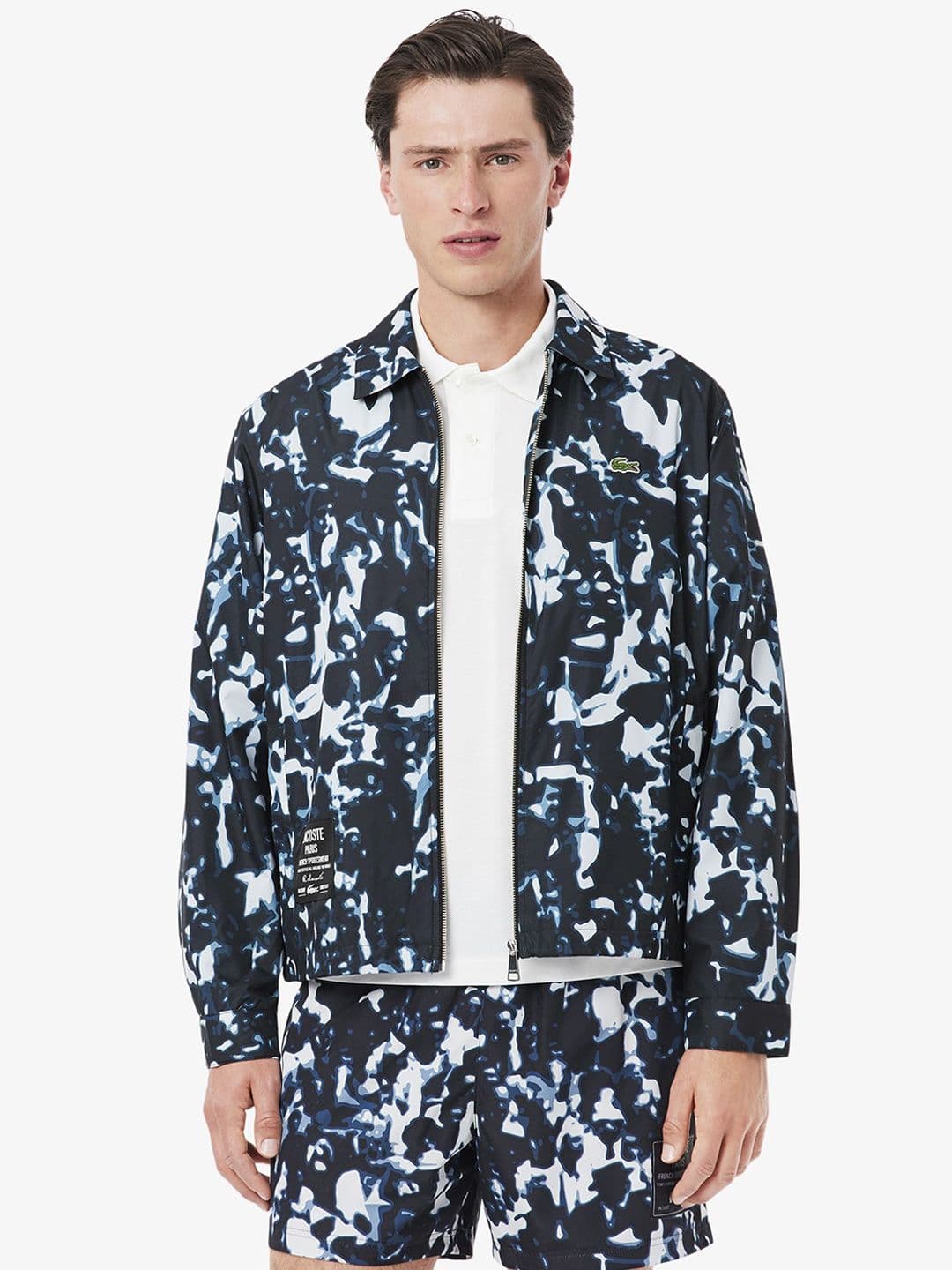 Lacoste Men Spread Collar Abstract Printed Casual Tailored Jacket - view 1