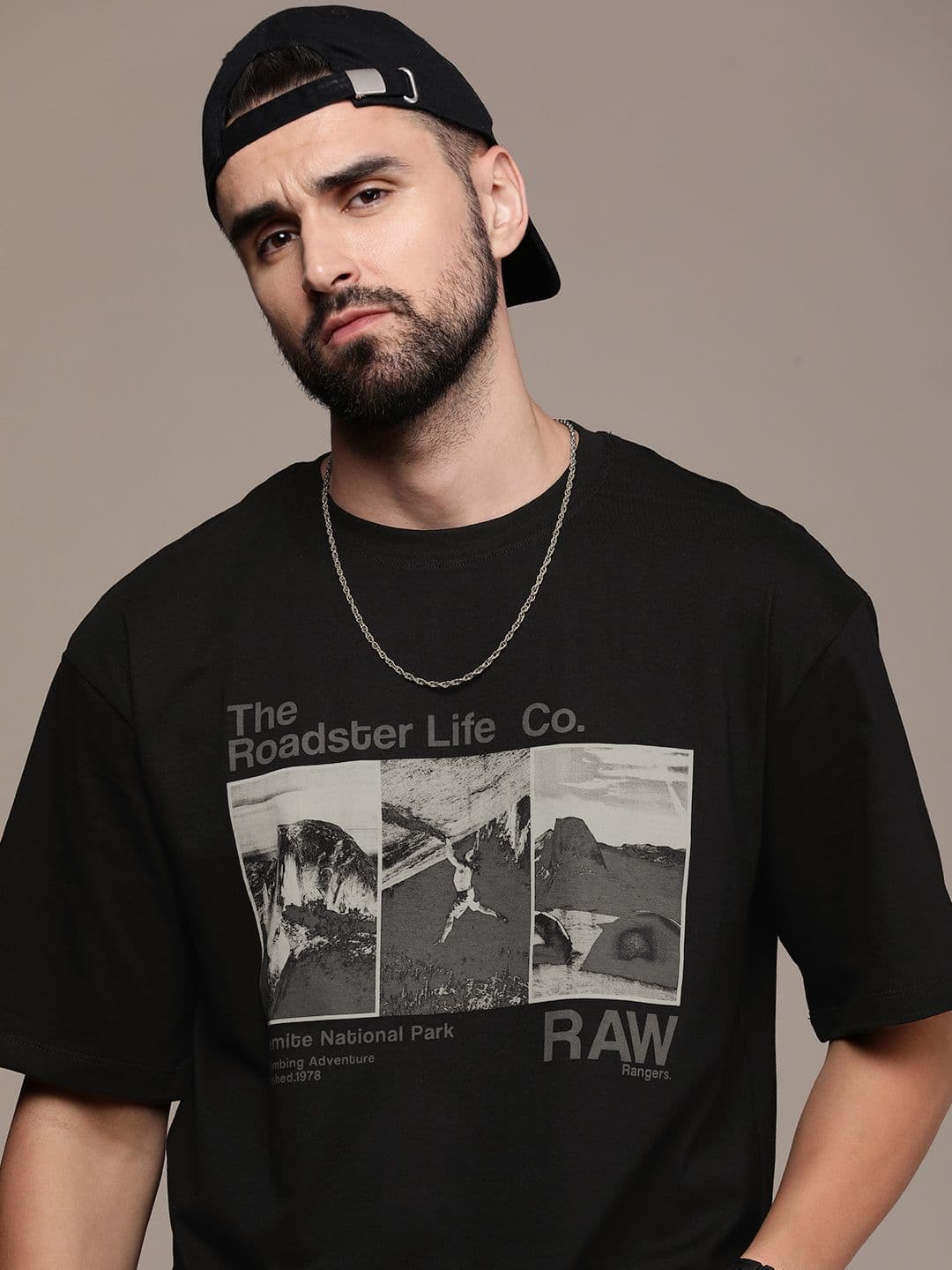 The Roadster Lifestyle Co.Oversized Fit Printed Pure Cotton T-shirt - view 1