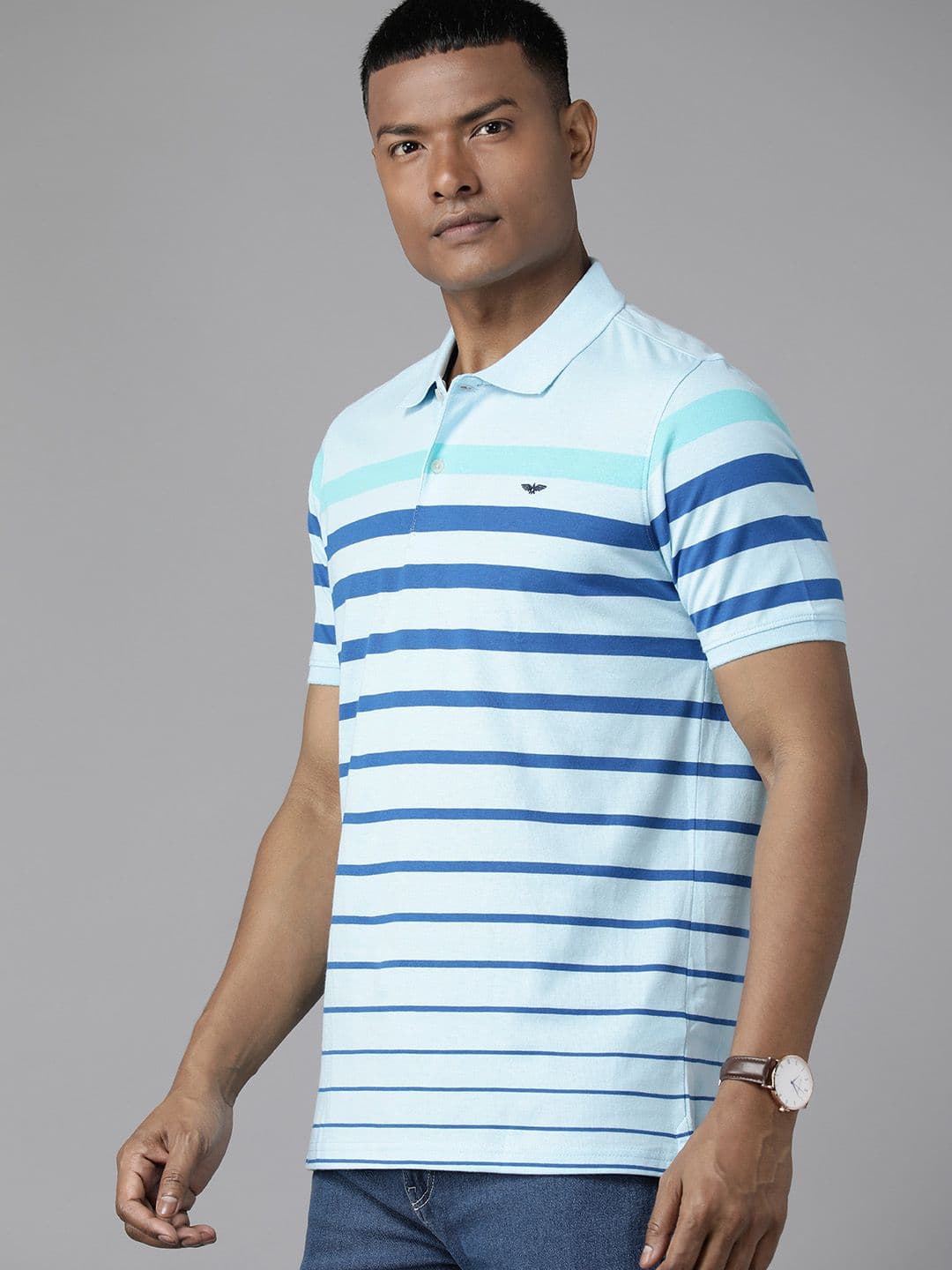 Park Avenue Men Striped Polo Collar Slim Fit T-shirt - view 1