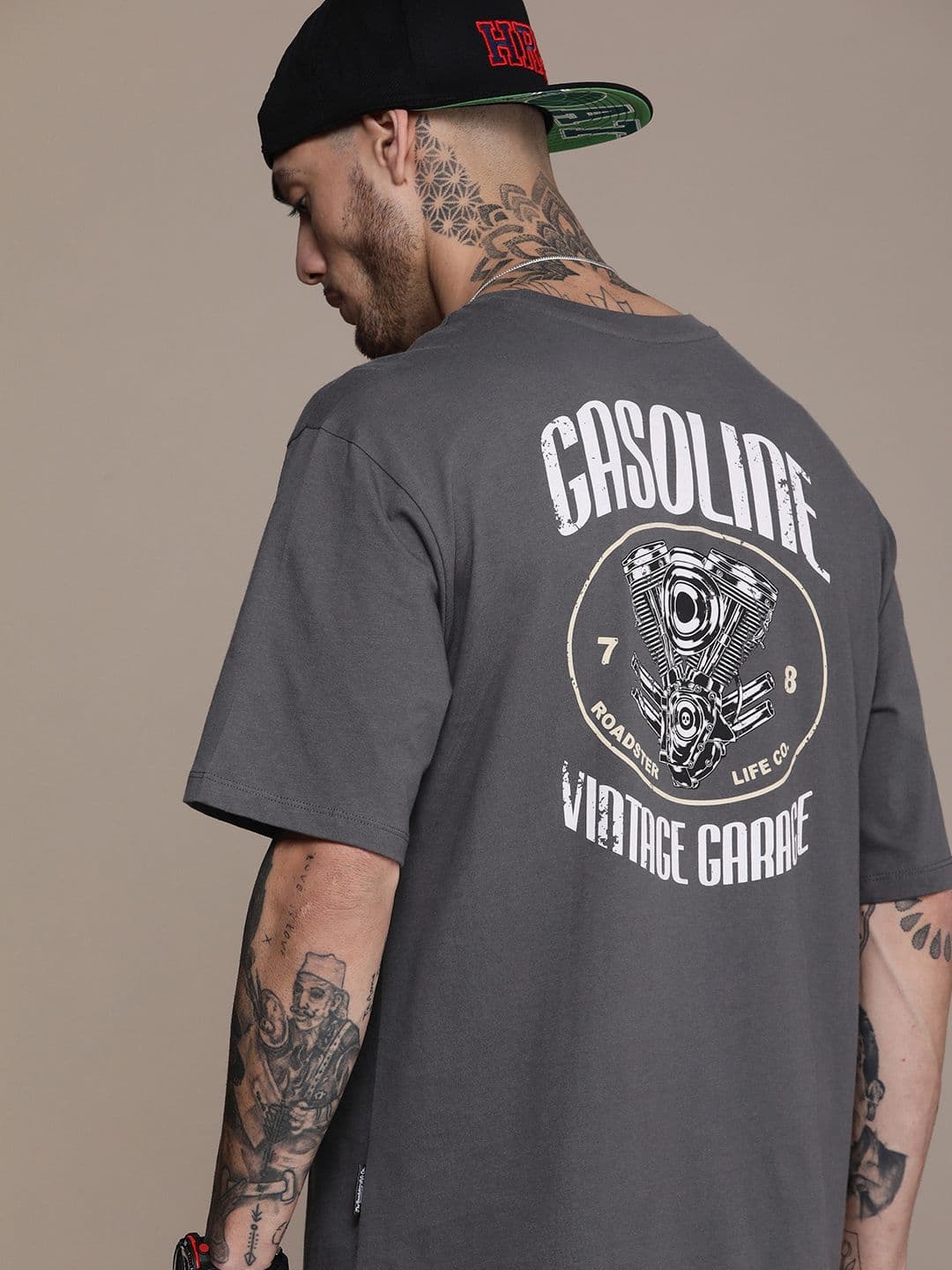 The Roadster Life Co. Printed Drop-Shoulder Sleeves Pure Cotton T-shirt - view 1