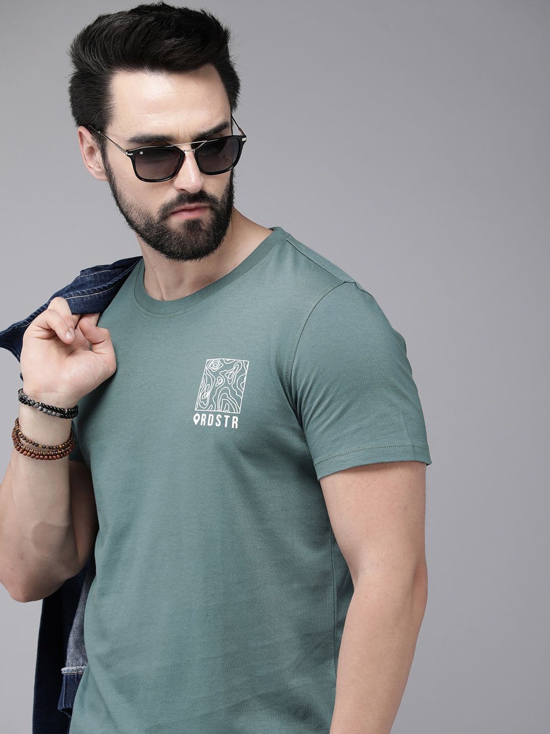 The Roadster Lifestyle Co. Men Solid Pure Cotton T-shirt With Print Detailing On Chest - view 1