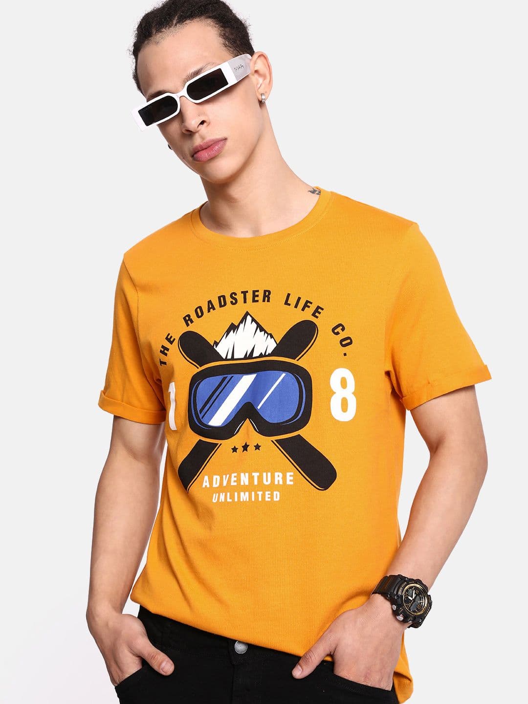 The Roadster Life Co. Graphic Printed Cotton T-shirt - view 1
