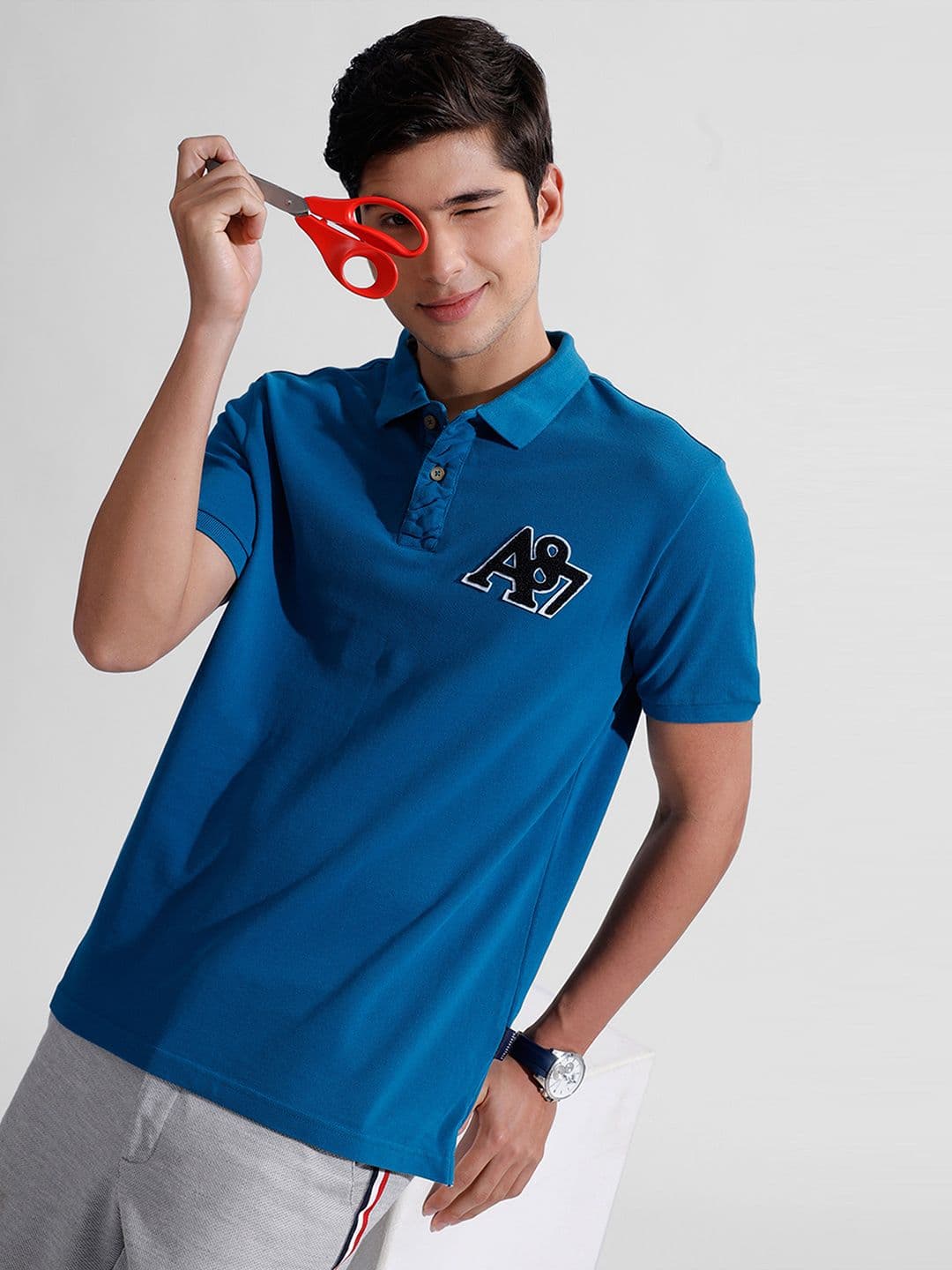 Aeropostale Brand Logo Applique Detailed Polo Collar Pure Cotton T-shirt - view 1
