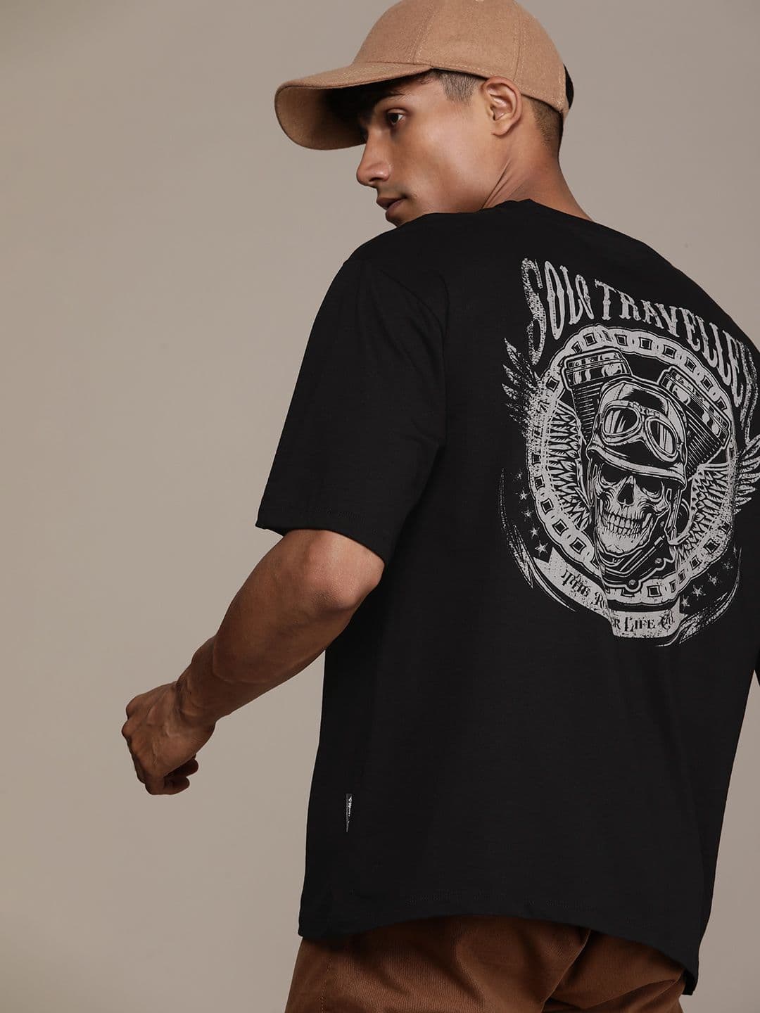 The Roadster Lifestyle Co. Oversized Fit Printed Drop-Shoulder Sleeves Pure Cotton T-shirt - view 1