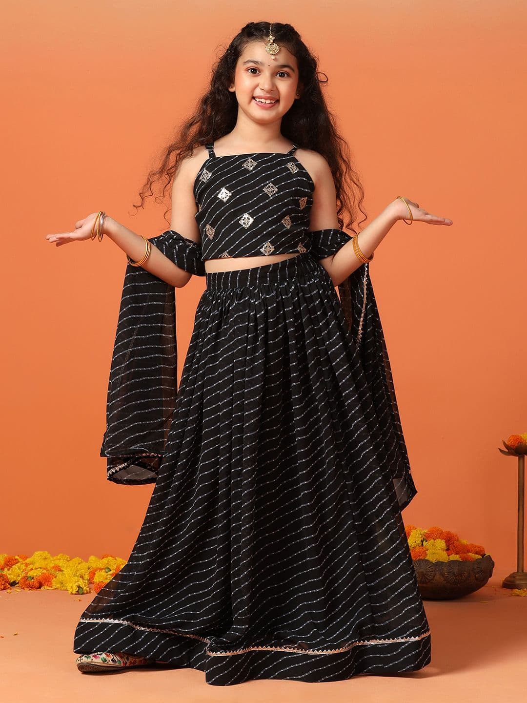 Sangria Printed Lehenga With Choli & Dupatta - view 1