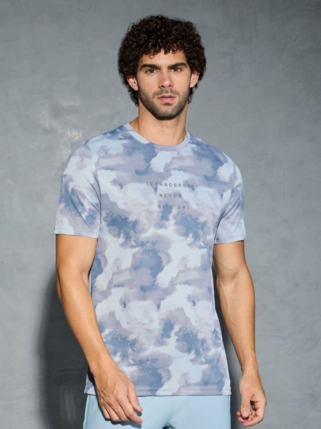 Technosport Men Abstract Printed Antimicrobial Slim Fit T-shirt - view 1