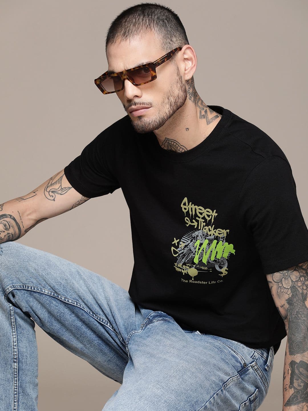 The Roadster Lifestyle Co. Oversized Fit Pure Cotton Graphic Printed Casual T-shirt - view 1