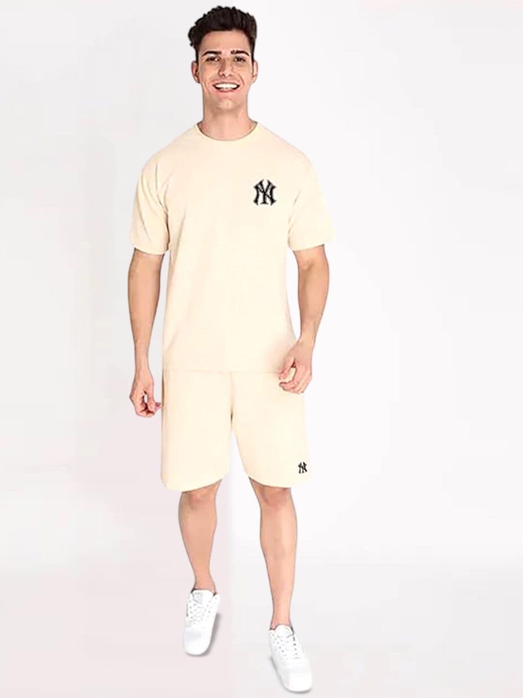 ELLITI New York Printed Pure Cotton Round Neck Half Sleeves T-shirt With Shorts Co-Ords - view 1
