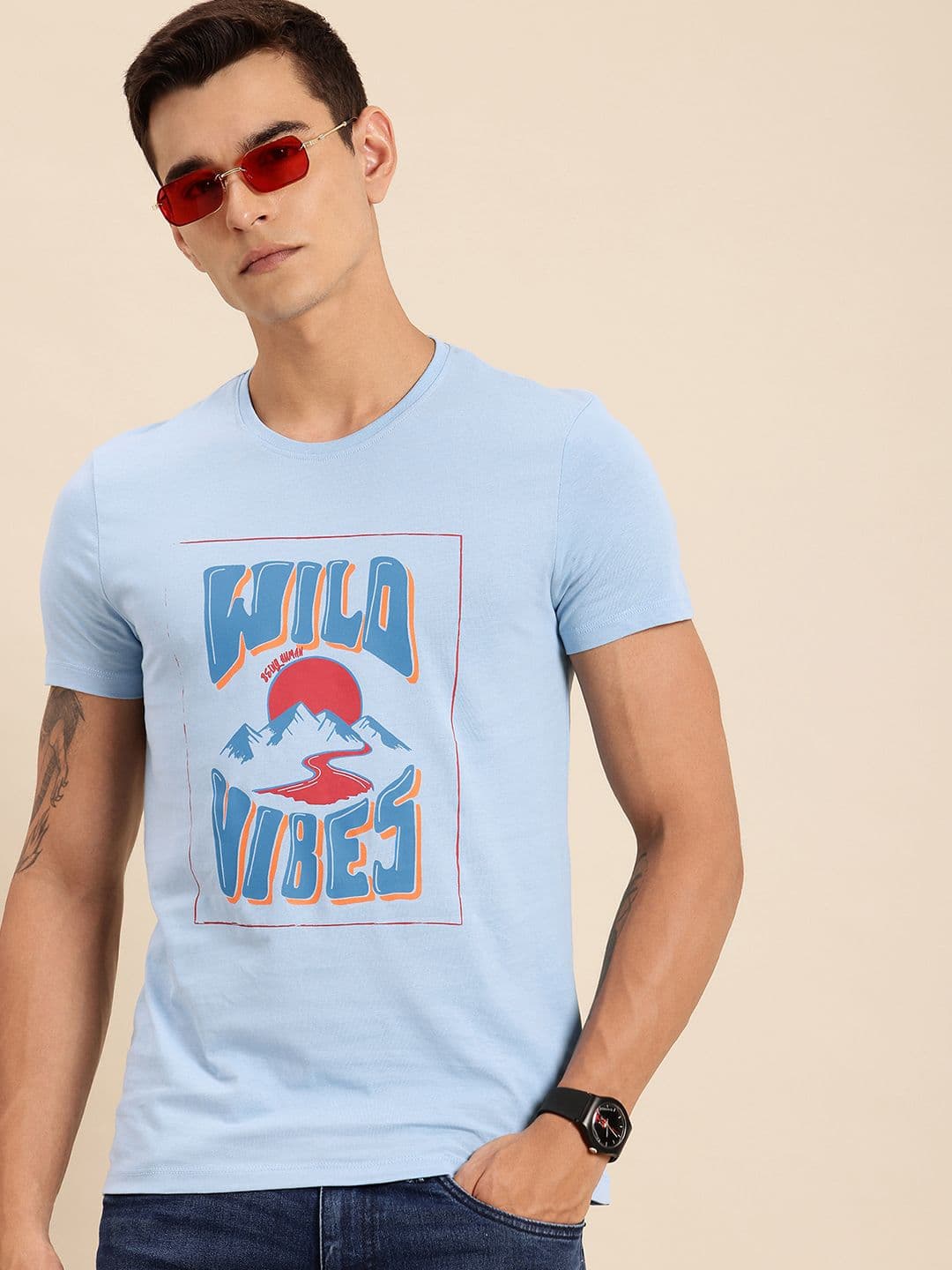 Being Human Pure Cotton Typography Printed T-shirt - view 1