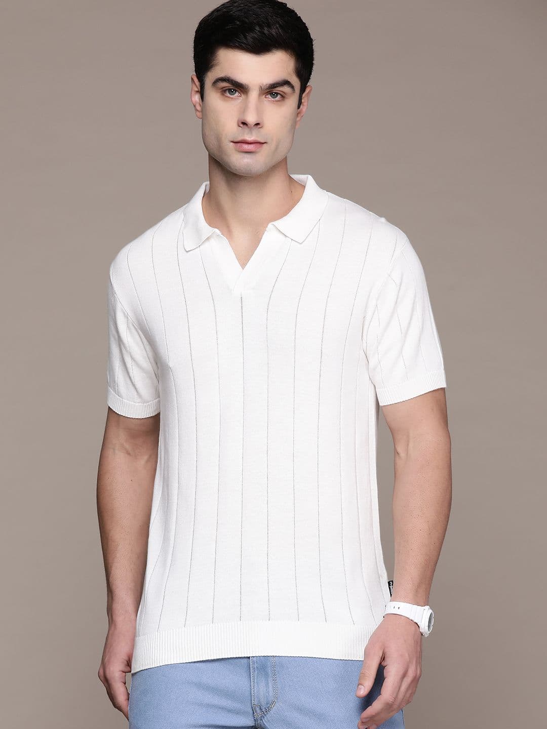 The Roadster Lifestyle Co. Ribbed Pure Cotton T-shirt - view 1