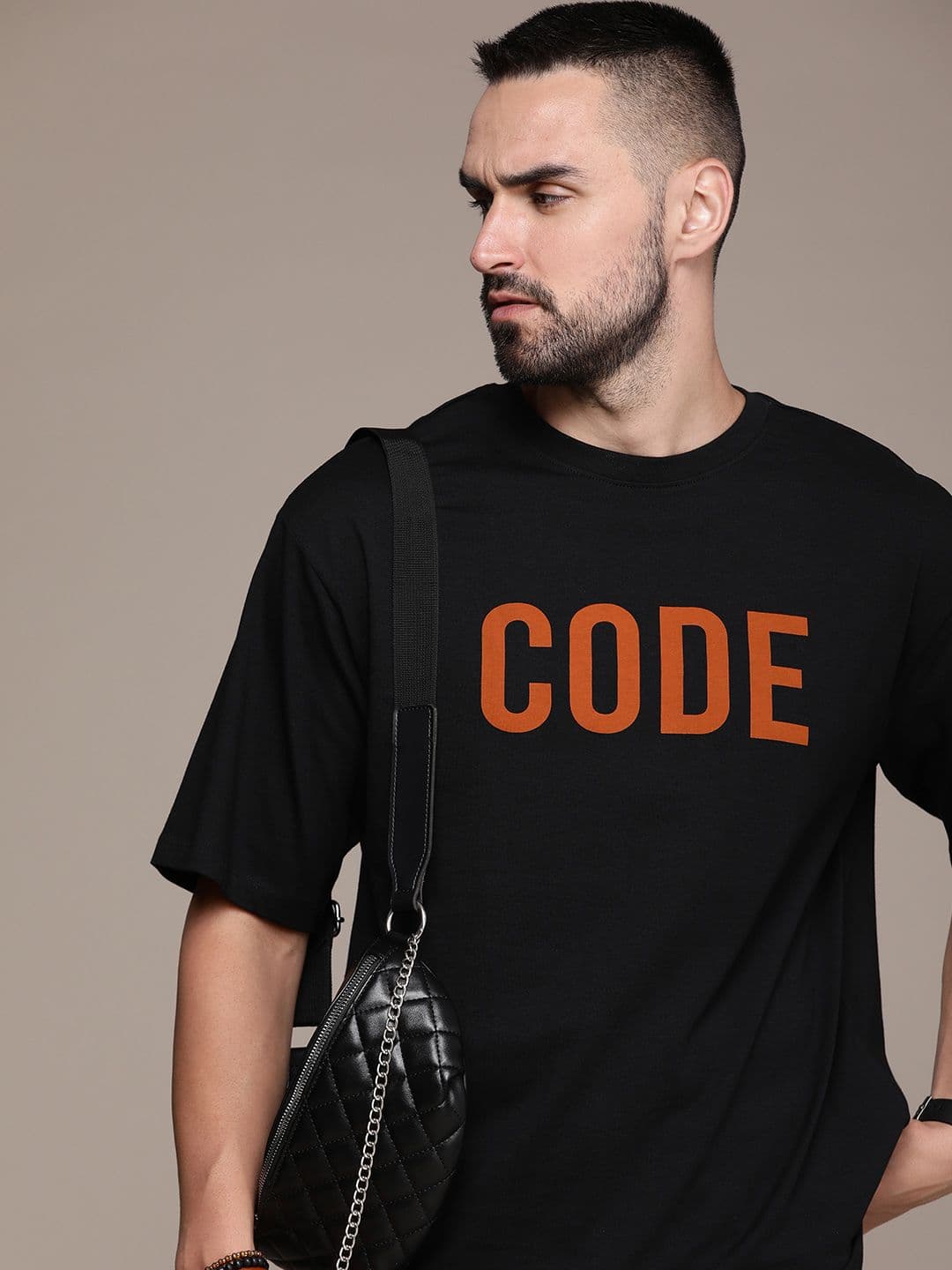 The Roadster Lifestyle Co. Oversized Fit Typography Printed Drop-Shoulder Sleeves Pure Cotton T-shirt - view 1