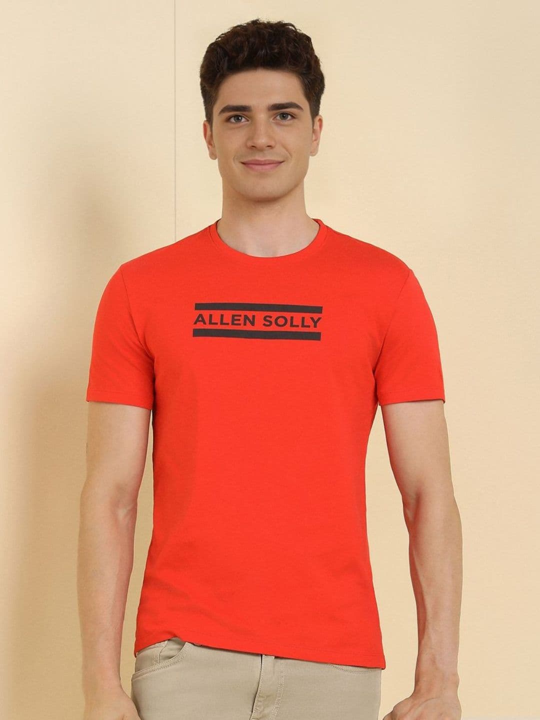 Allen Solly Men Typography Printed Round Neck Cotton Slim Fit T-shirt - view 1