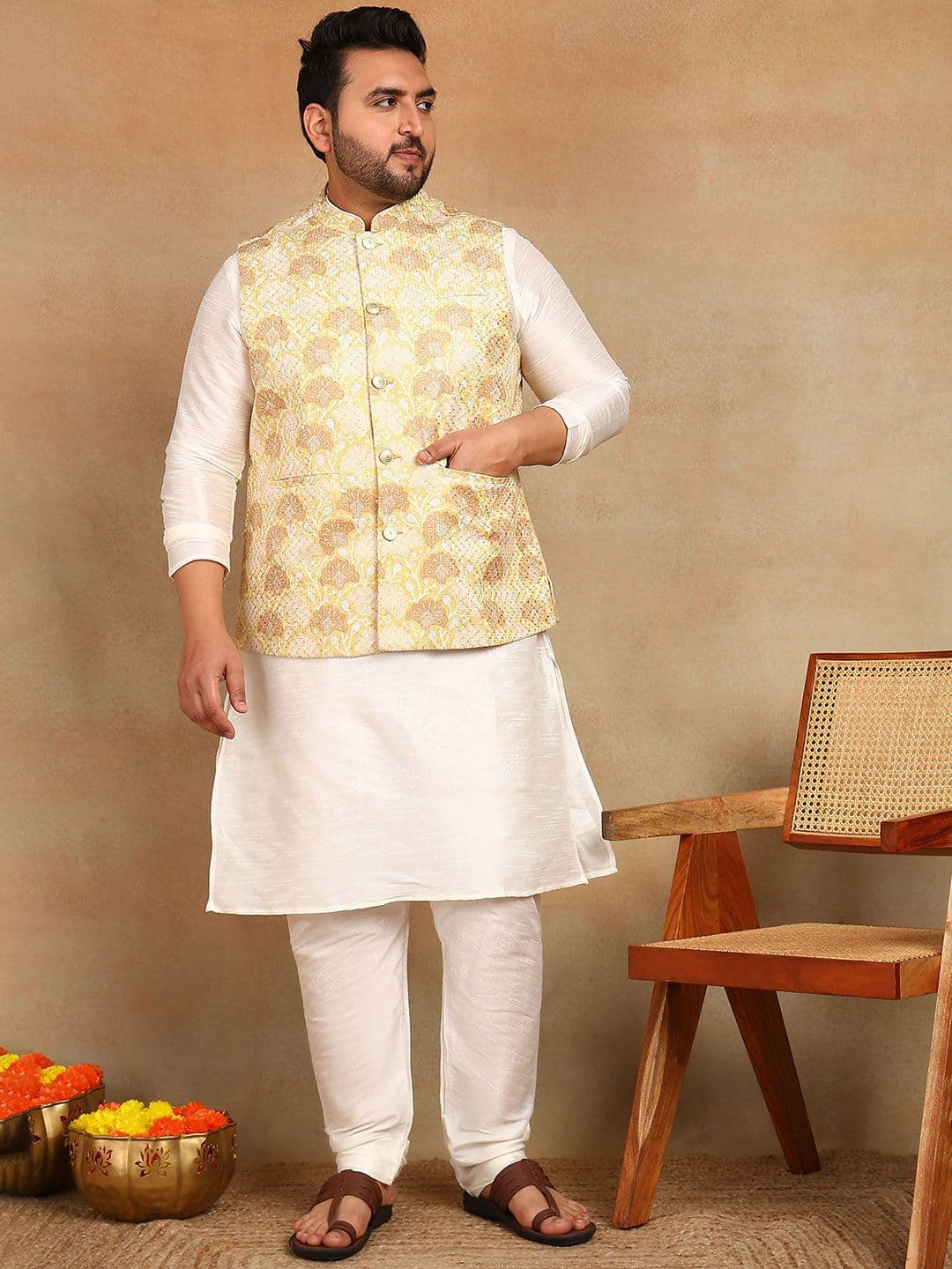 Sztori Woven Brocade Nehru Jacket - view 1